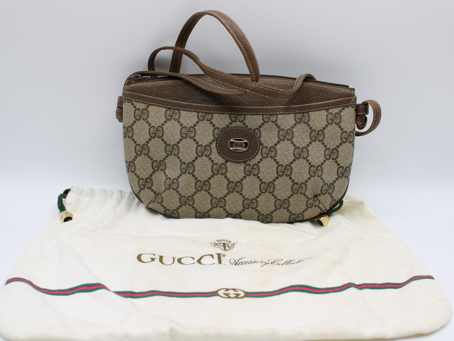 GUCCI GG Plus Brown Canvas Crossbody Bag Vintage