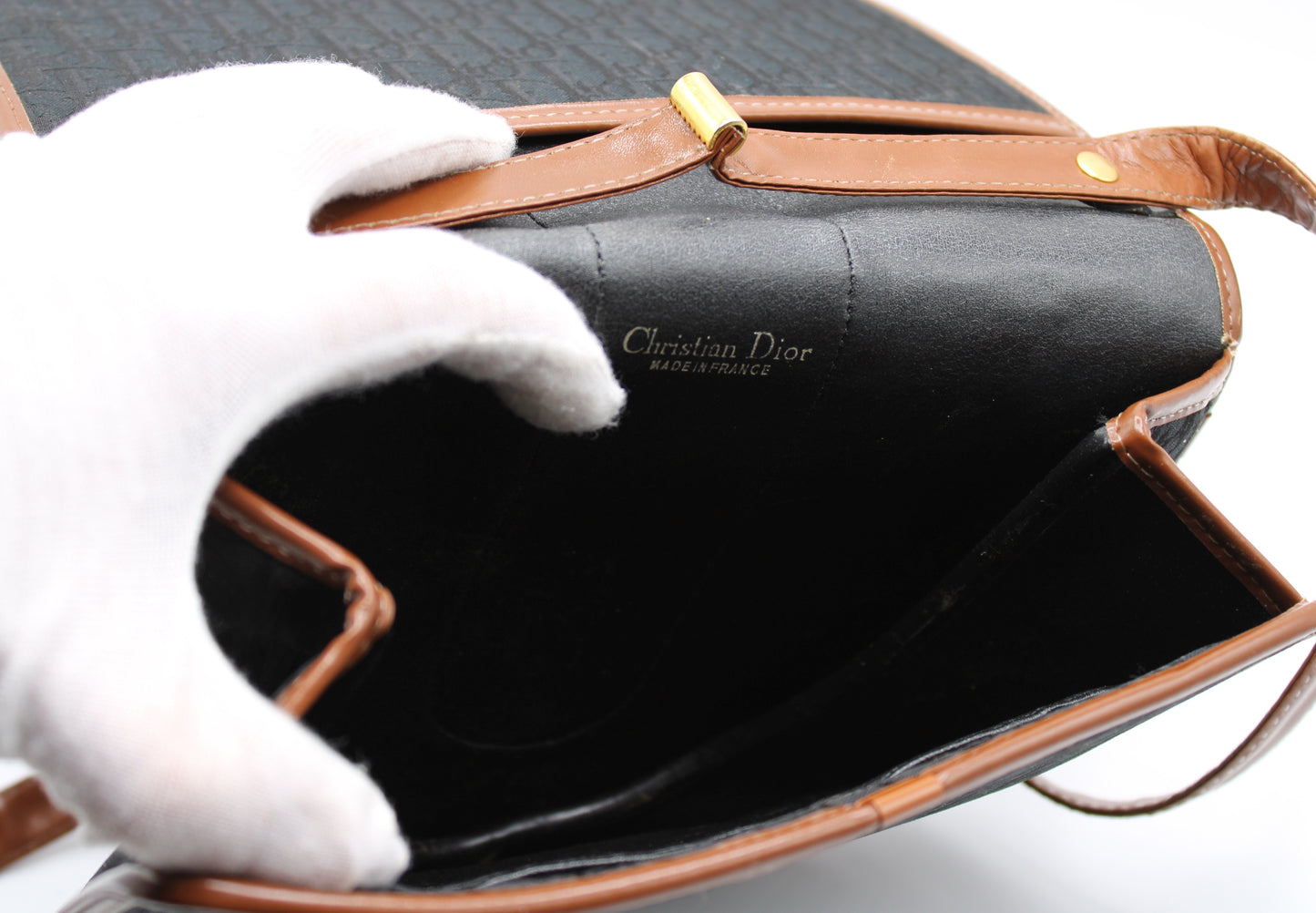 Christian Dior Trotter Saddle Black Canvas Crossbody Bag Vintage
