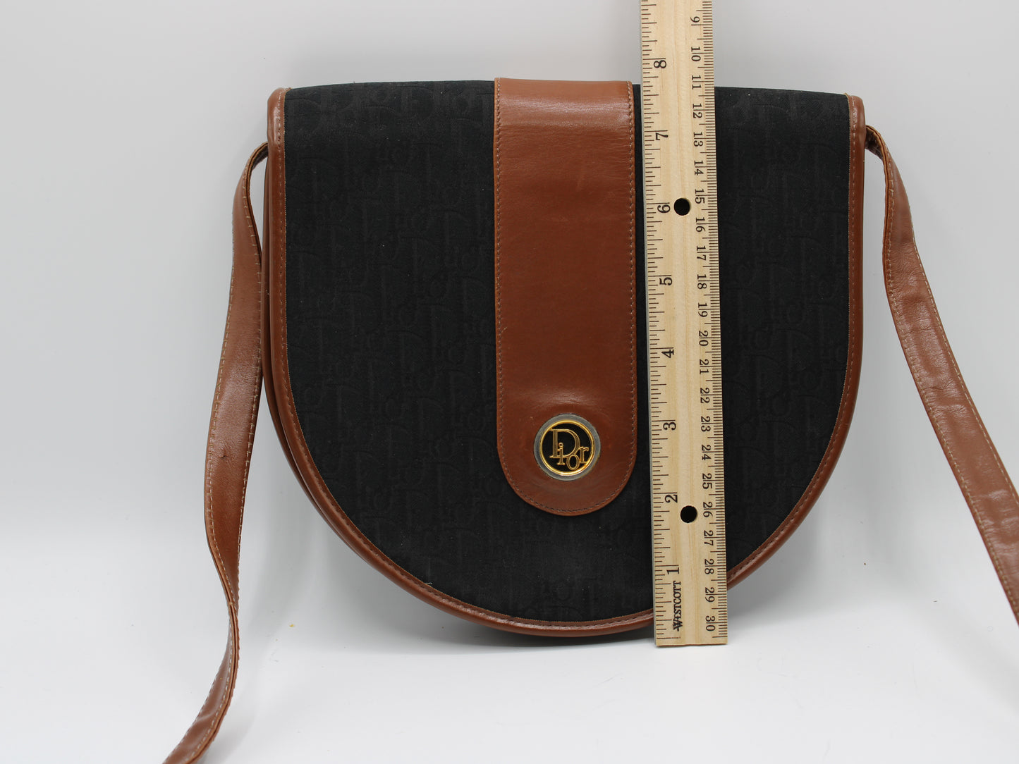Christian Dior Trotter Saddle Black Canvas Crossbody Bag Vintage