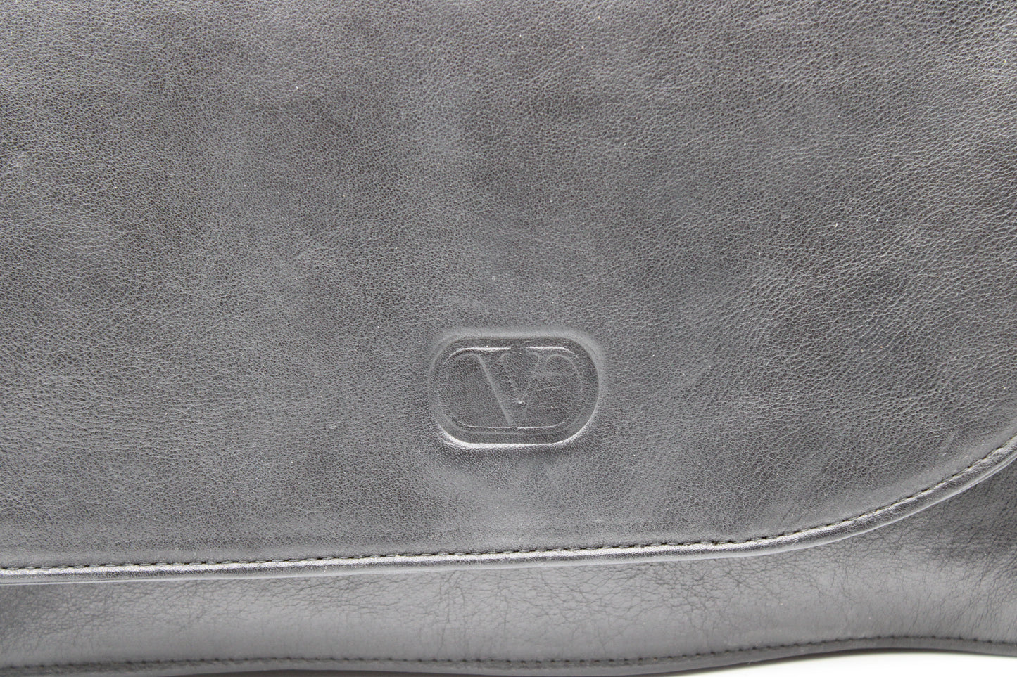 Valentino Garavani V Logo Black Leather Crossbody Bag Vintage