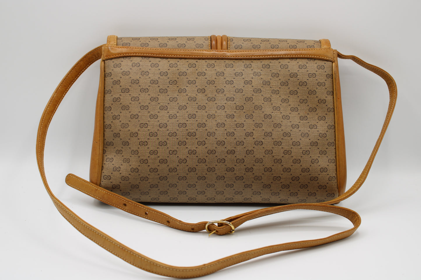 Gucci GG Marmont Flap Brown Canvas Crossbody Bag Vintage