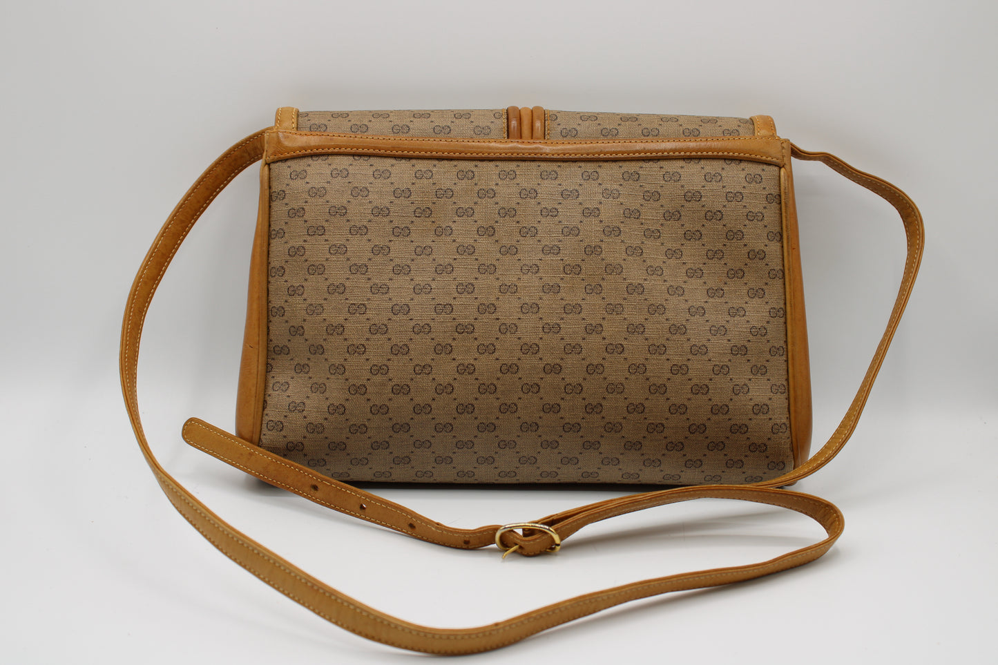 Gucci GG Marmont Flap Brown Canvas Crossbody Bag Vintage