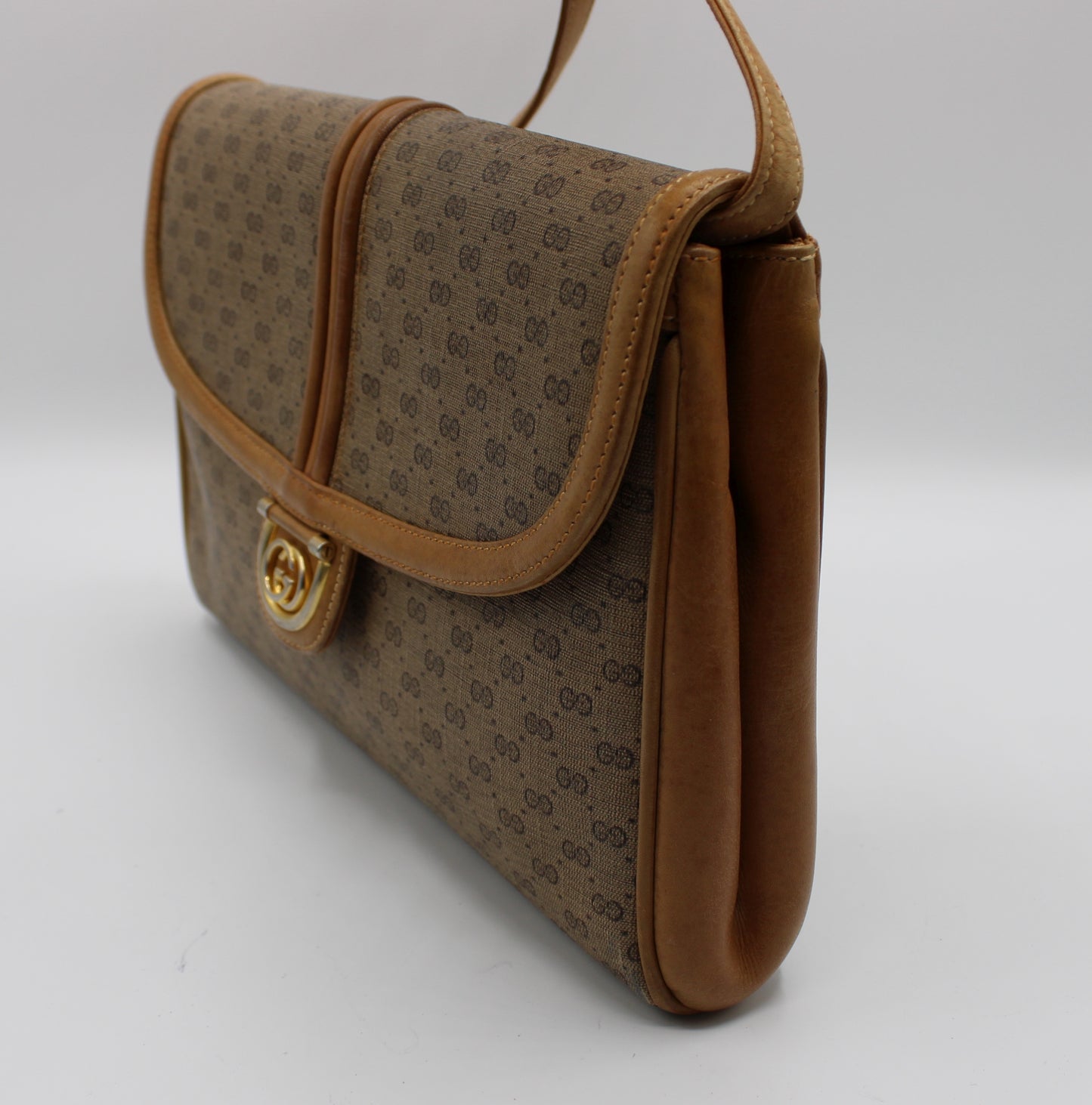 Gucci GG Marmont Flap Brown Canvas Crossbody Bag Vintage