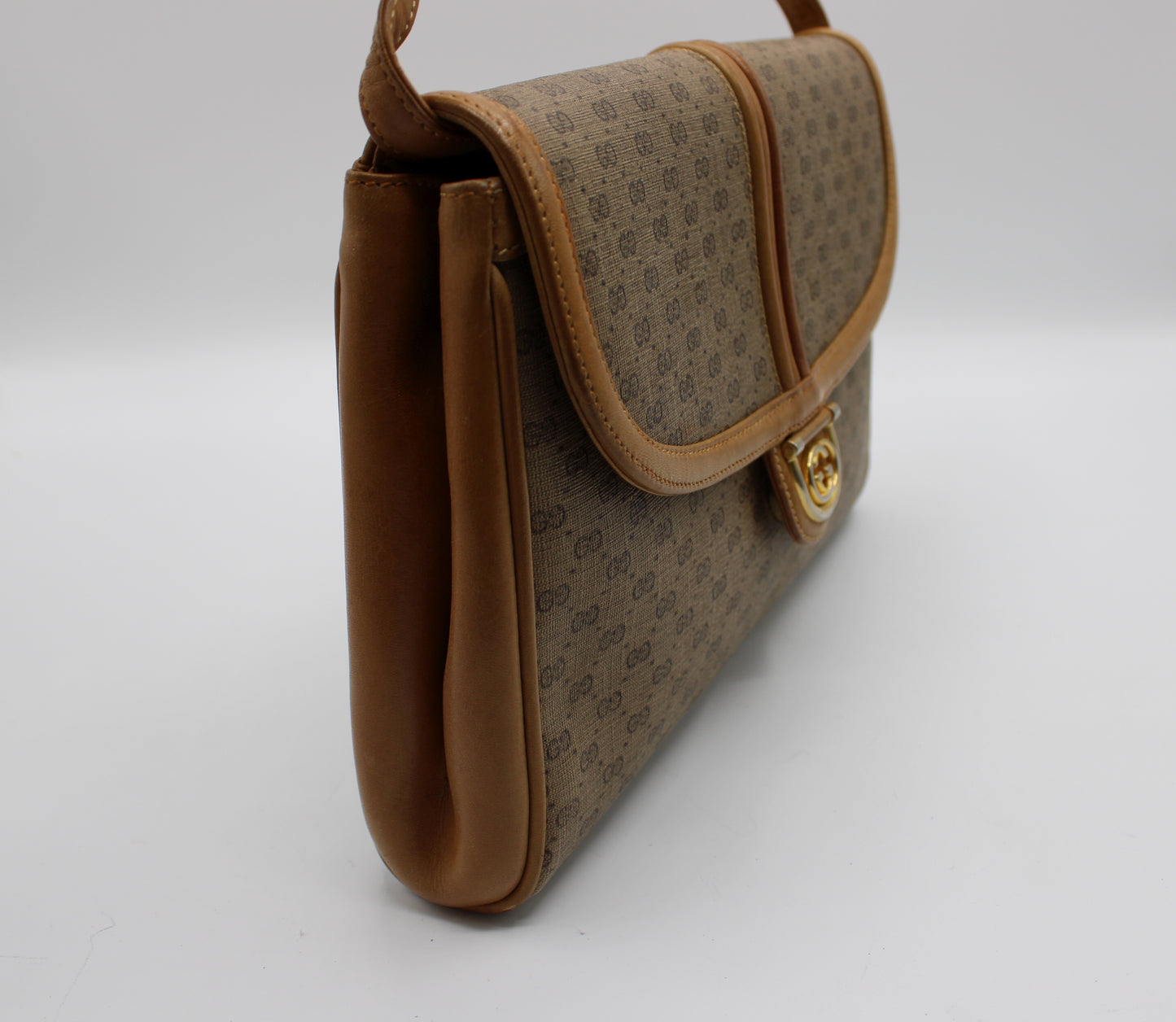 Gucci GG Marmont Flap Brown Canvas Crossbody Bag Vintage