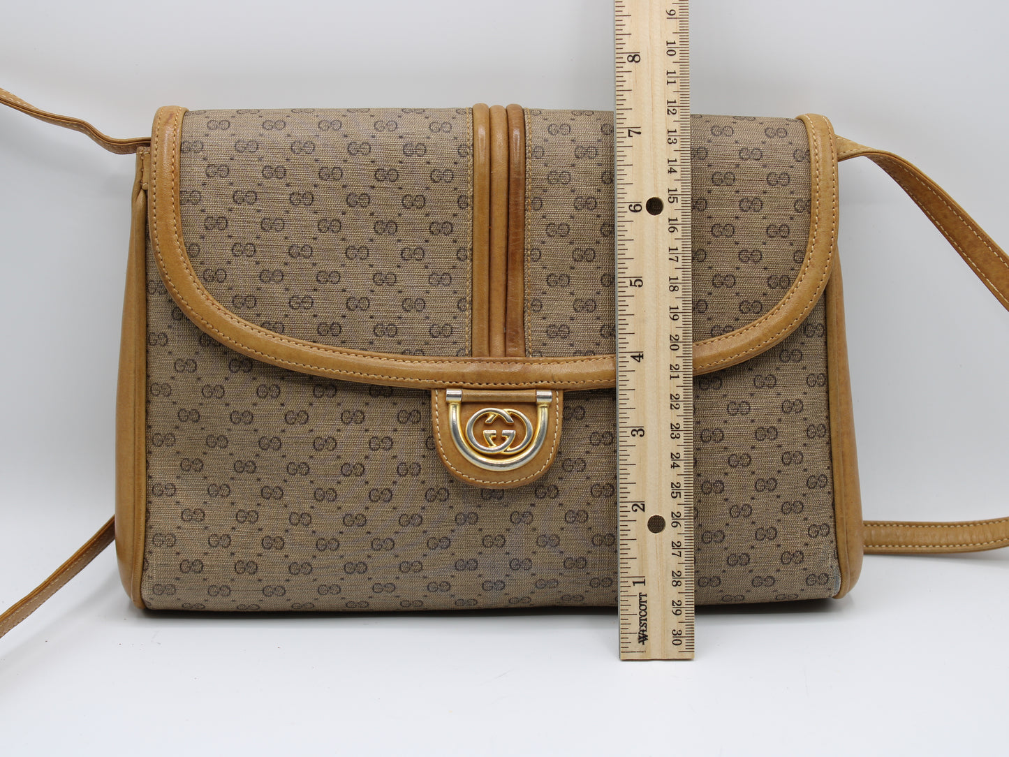 Gucci GG Marmont Flap Brown Canvas Crossbody Bag Vintage