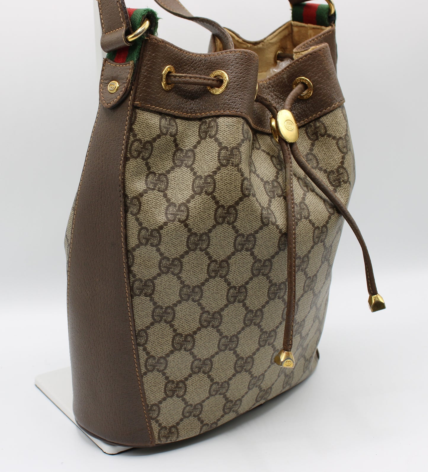 Gucci Ophidia Crossbody Brown Leather Bucket Bag Vintage