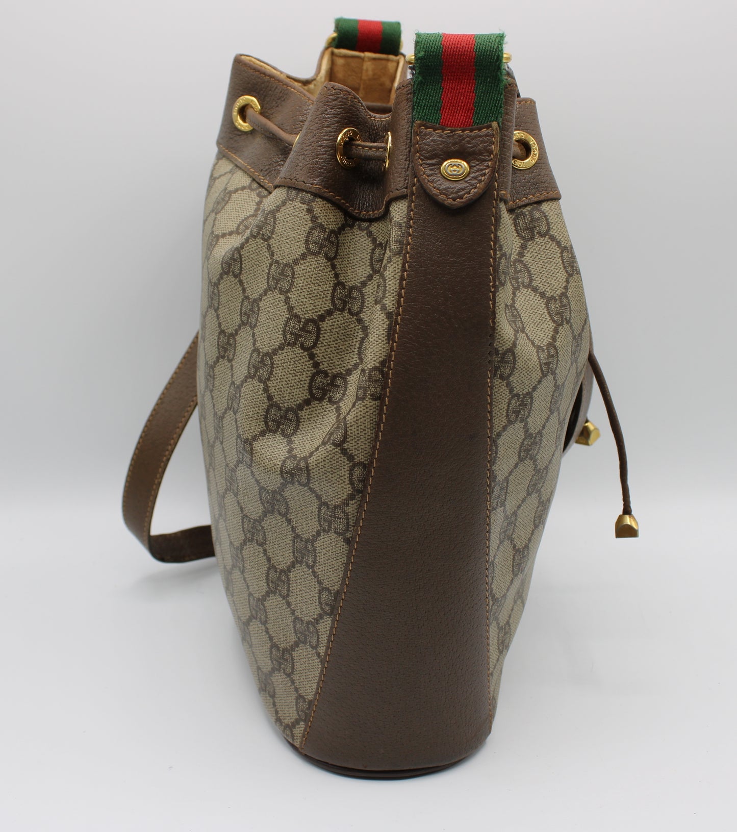 Gucci Ophidia Crossbody Brown Leather Bucket Bag Vintage