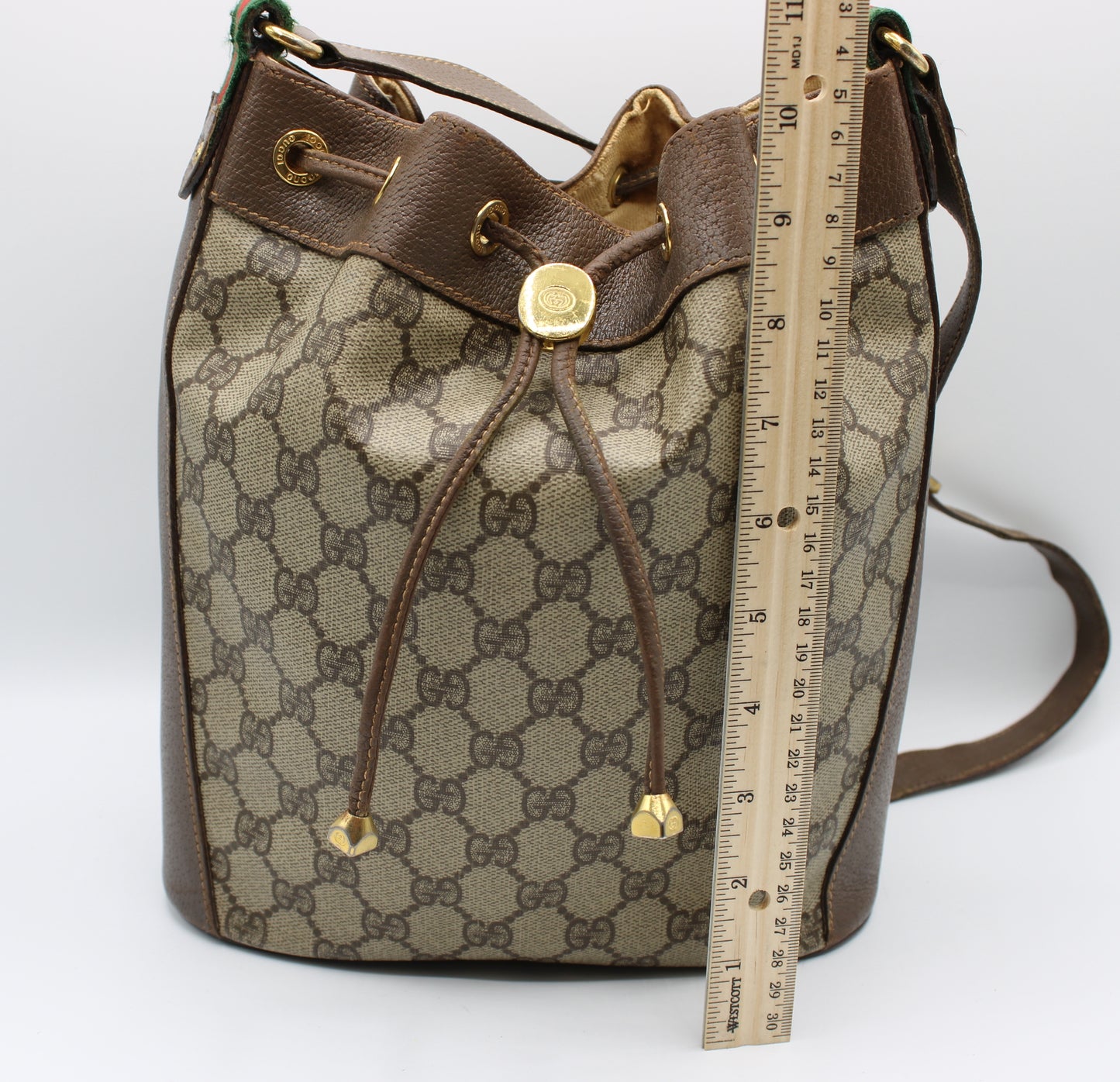 Gucci Ophidia Crossbody Brown Leather Bucket Bag Vintage