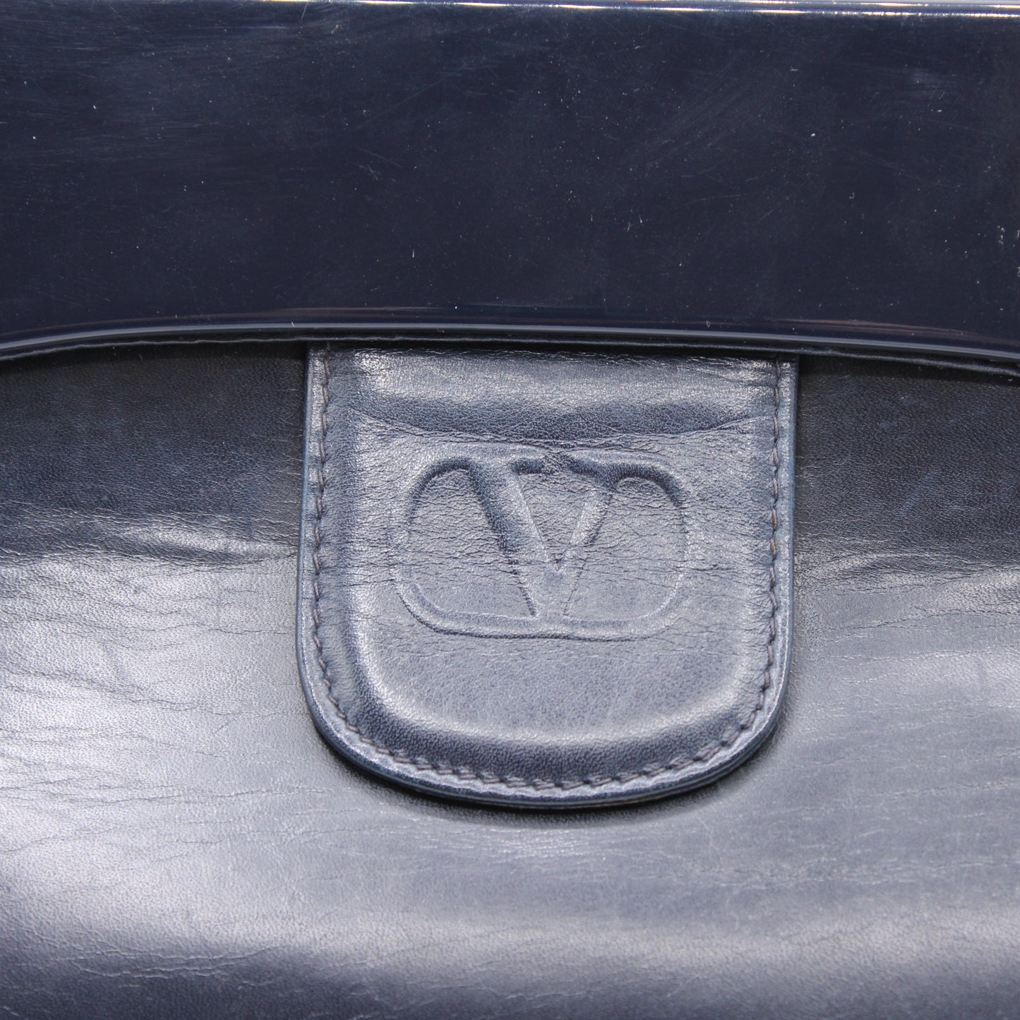 Valentino Garavani Dark Navy Blue Leather Crossbody Bag Vintage