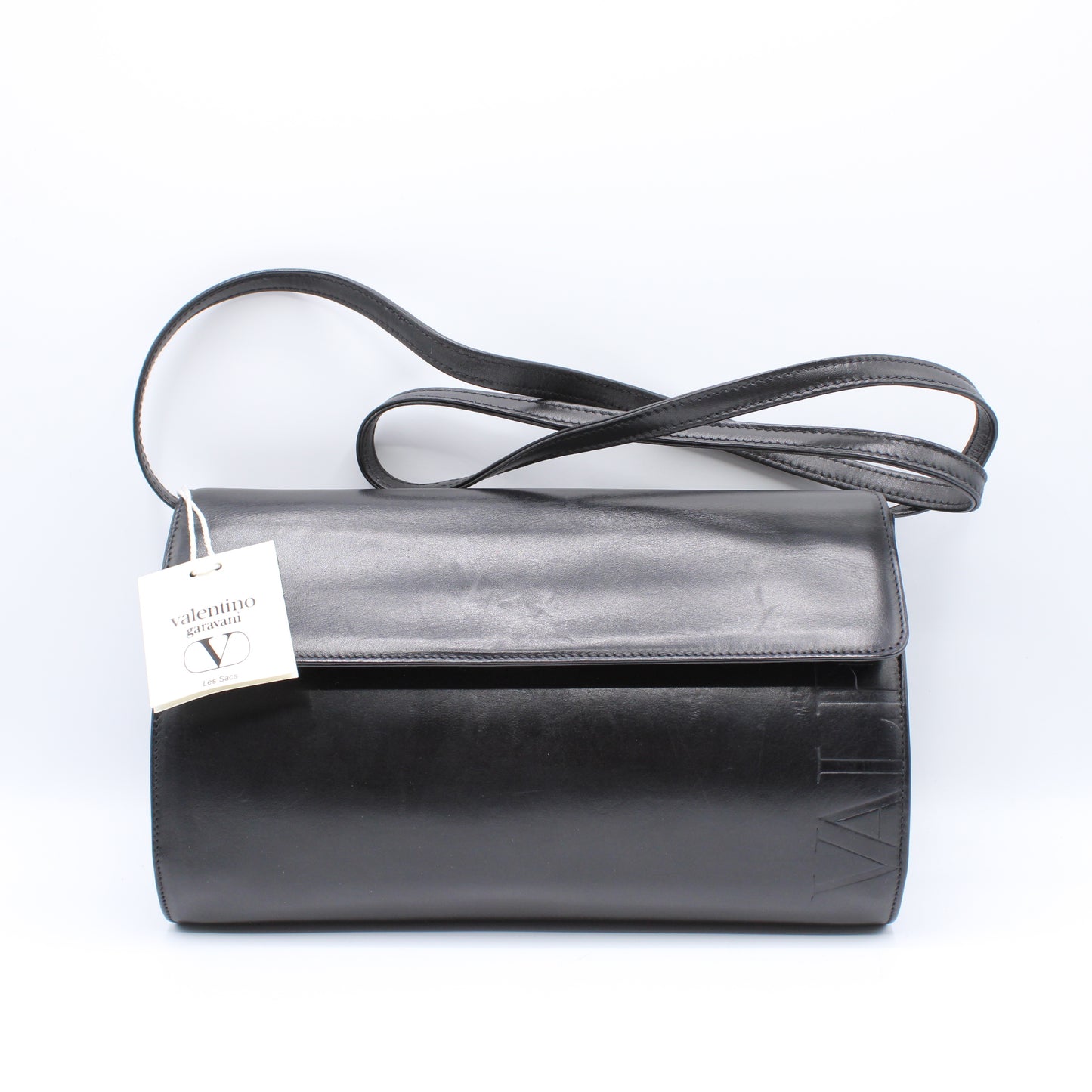 Valentino Garavani Classic Black Leather Convertible Crossbody Clutch Bag Vintage