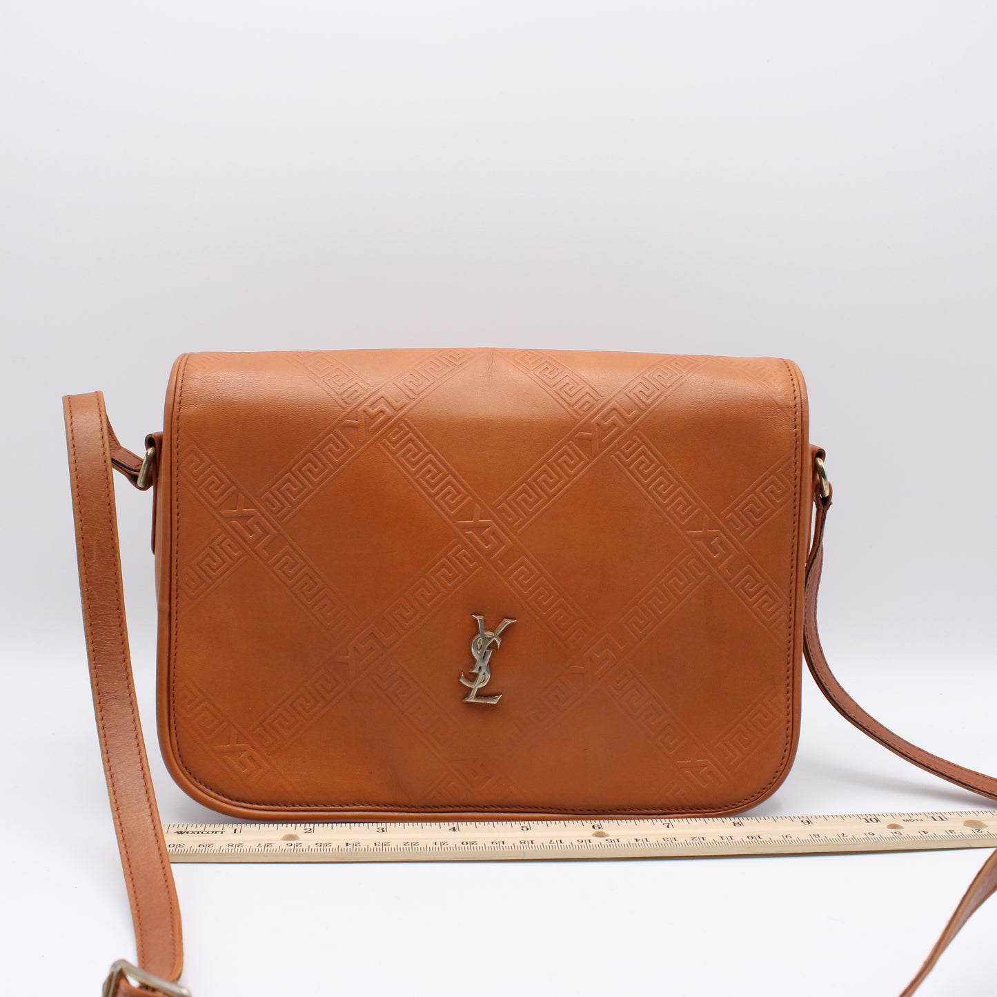 Yves Saint Laurent Orange YSL Embroidery Leather Crossbody Bag Vintage