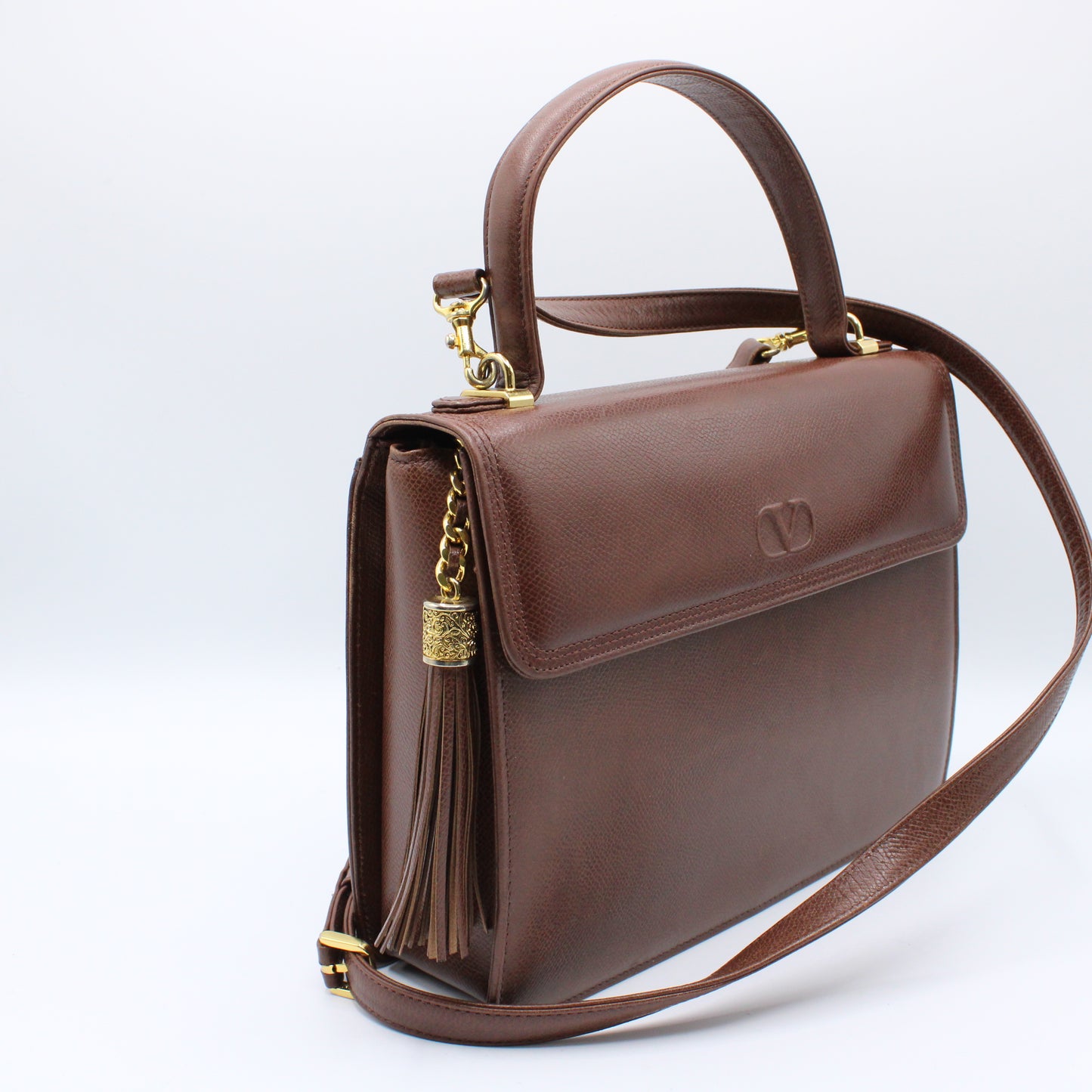 Valentino Garavani Brown Two Way Kelly Crossbody Leather Bag Vintage #2