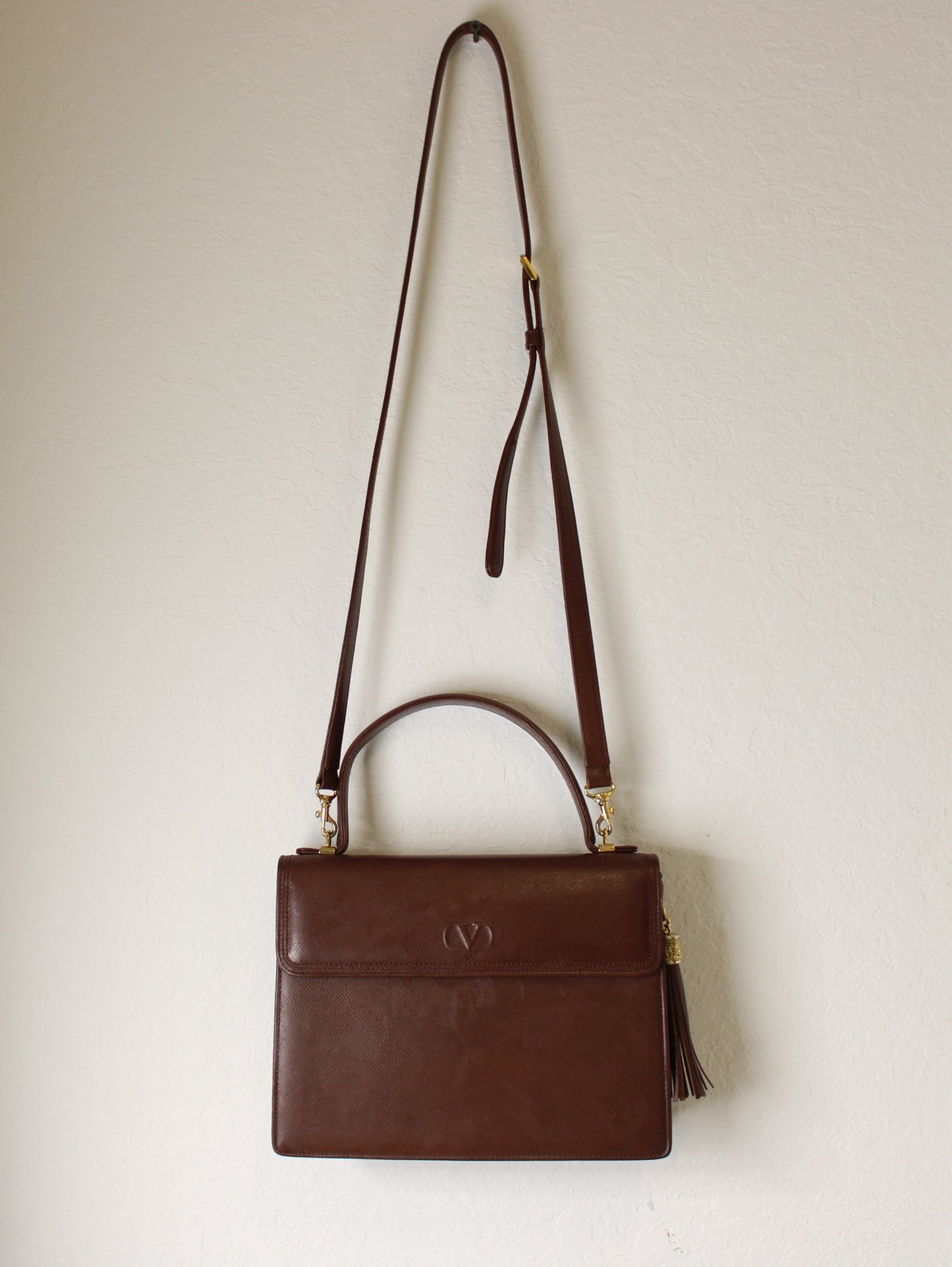 Valentino Garavani Brown Two Way Kelly Crossbody Leather Bag Vintage #2