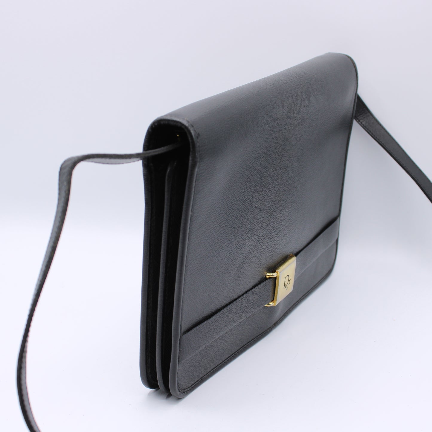 Christian Dior Opera Classic Black Leather Crossbody Bag Vintage