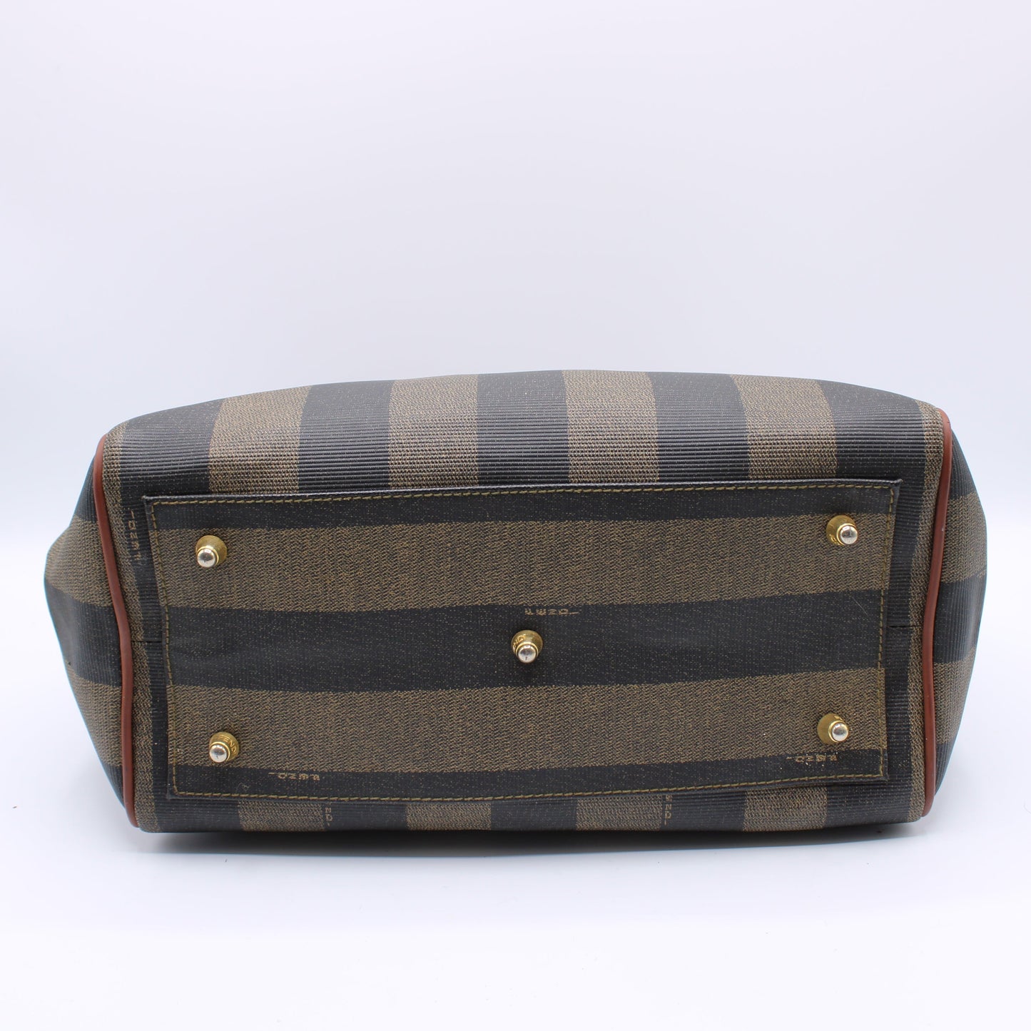 Fendi Striped Canvas Top Handle Boston Bag Vintage