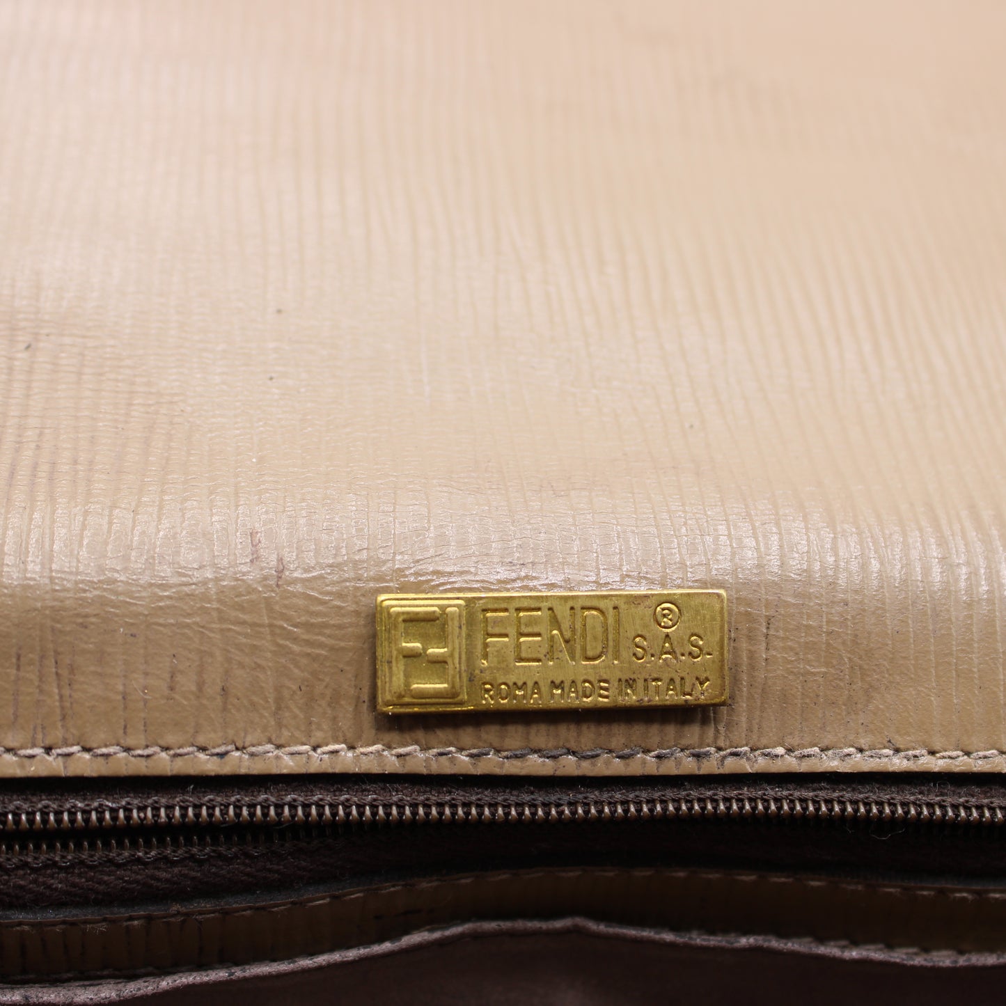 Fendi Zucca Beige Canvas Leather Flap Crossbody Bag Vintage