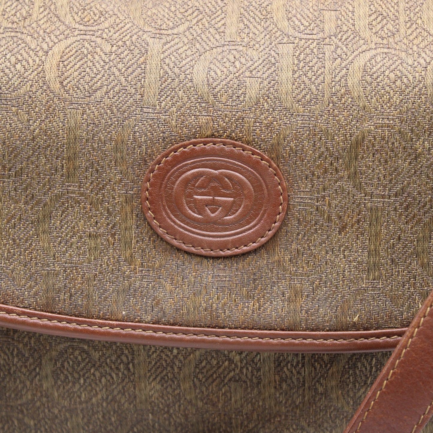 Gucci Brown Monogram Flap Over Crossbody Bag Vintage