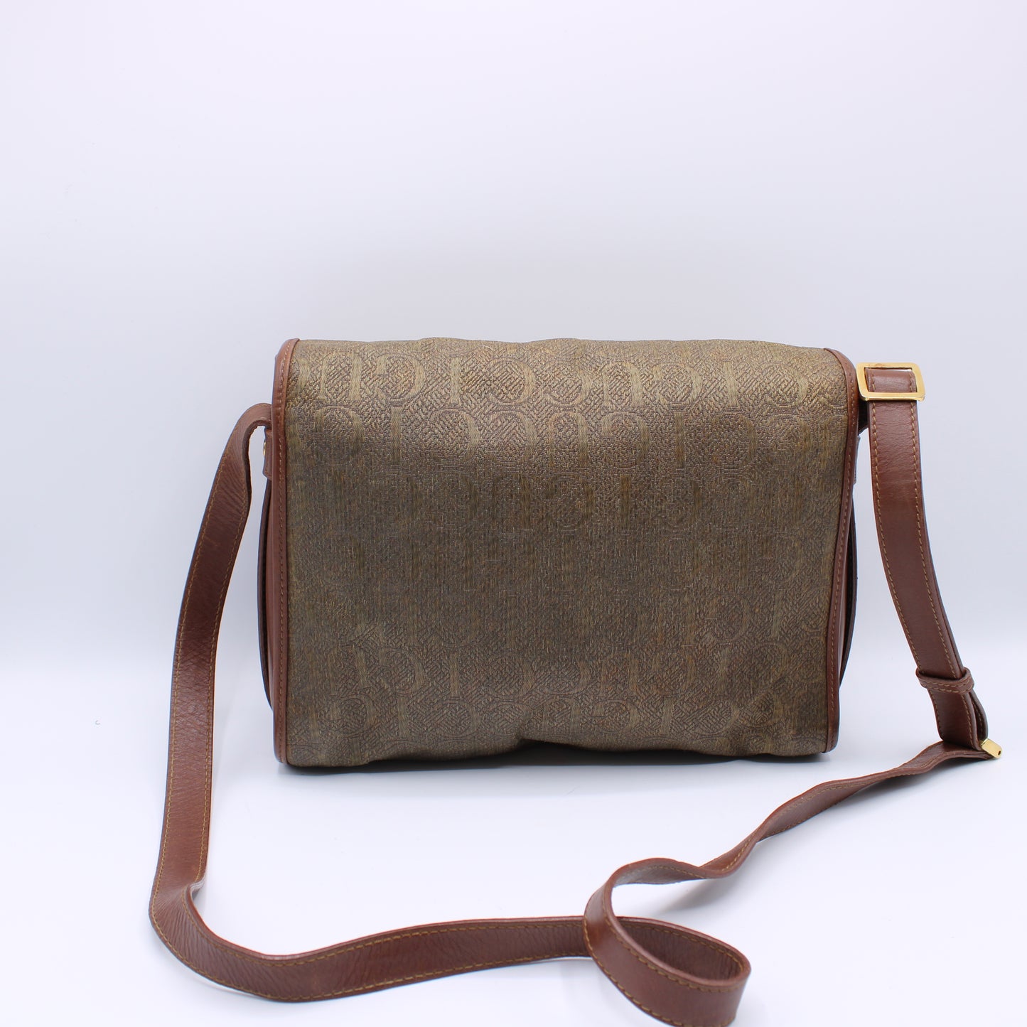 Gucci Brown Monogram Flap Over Crossbody Bag Vintage