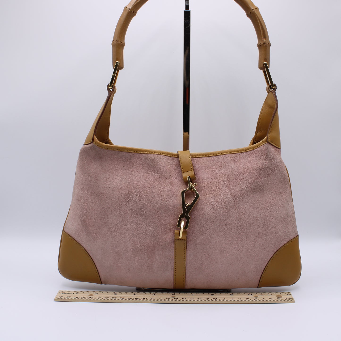 Gucci Pink Bamboo Handle Jackie O 1961 Hobo Bag Vintage