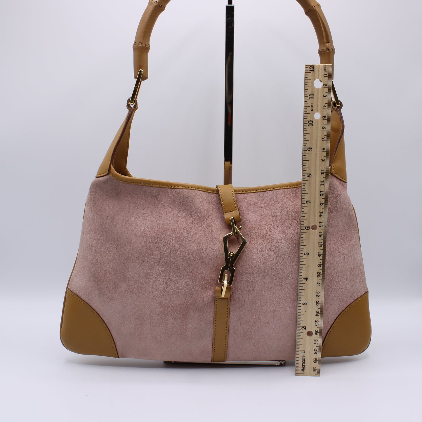 Gucci Pink Bamboo Handle Jackie O 1961 Hobo Bag Vintage