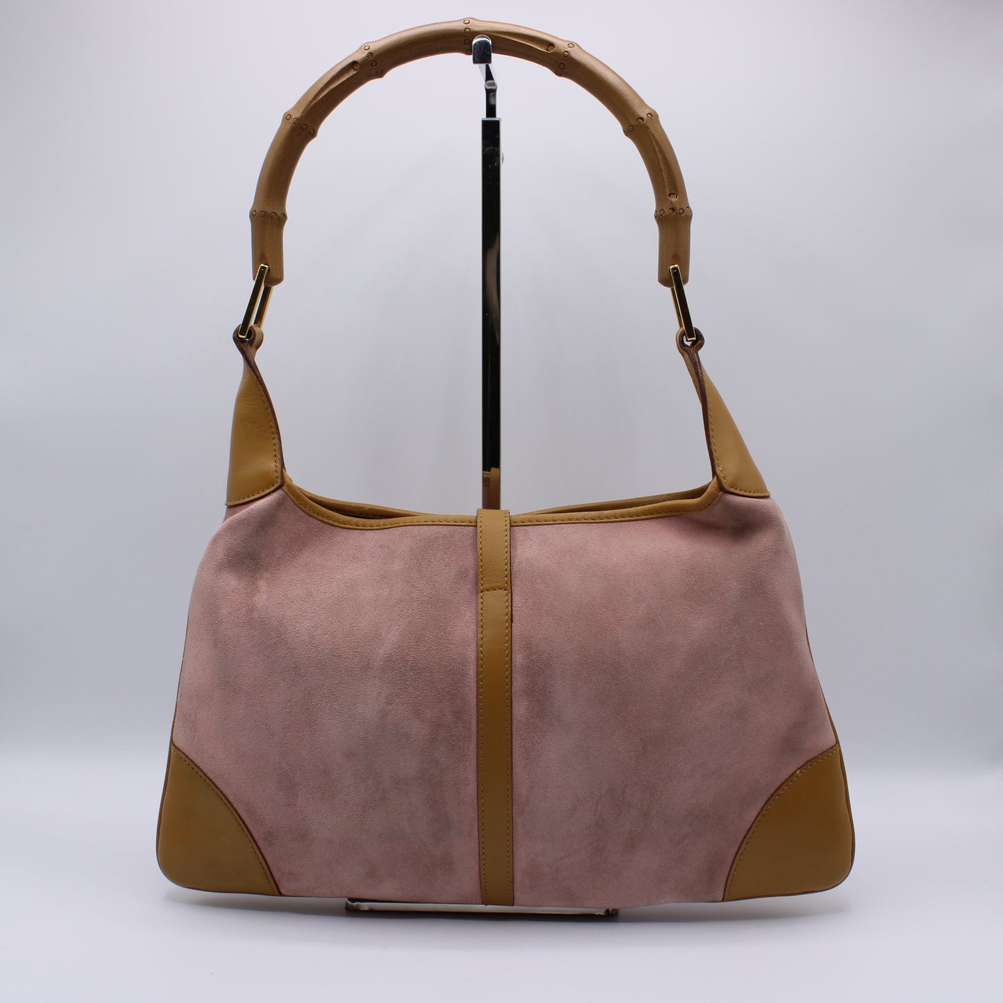 Gucci Pink Bamboo Handle Jackie O 1961 Hobo Bag Vintage