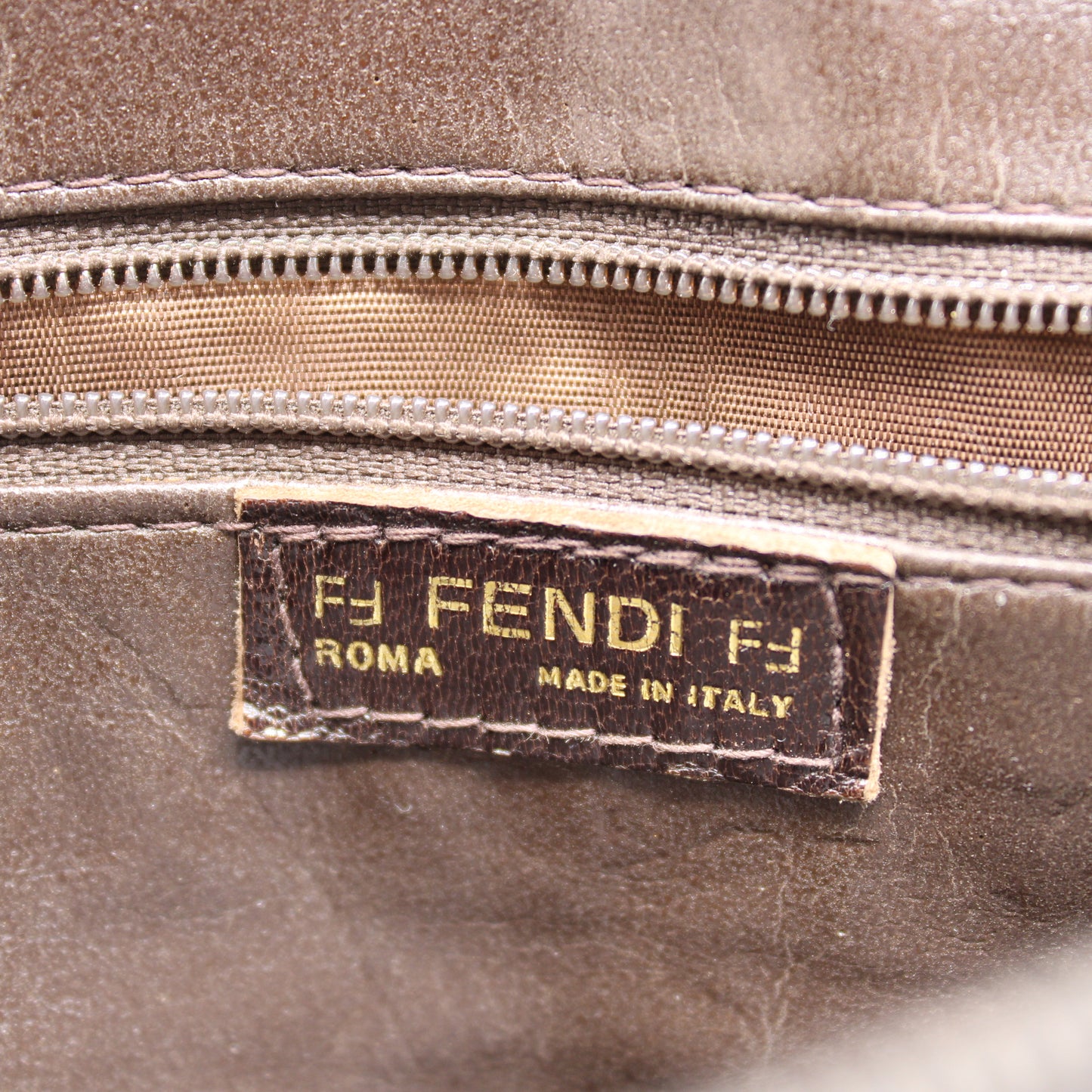 Fendi Brown Woven Leather Flap Crossbody Bag Vintage