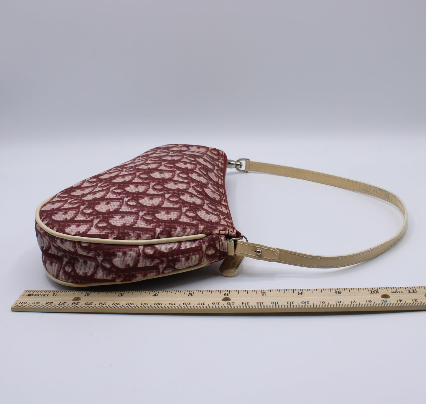 Christian Dior Diorissimo Burgundy Trotter Saddle Pouch Bag Vintage