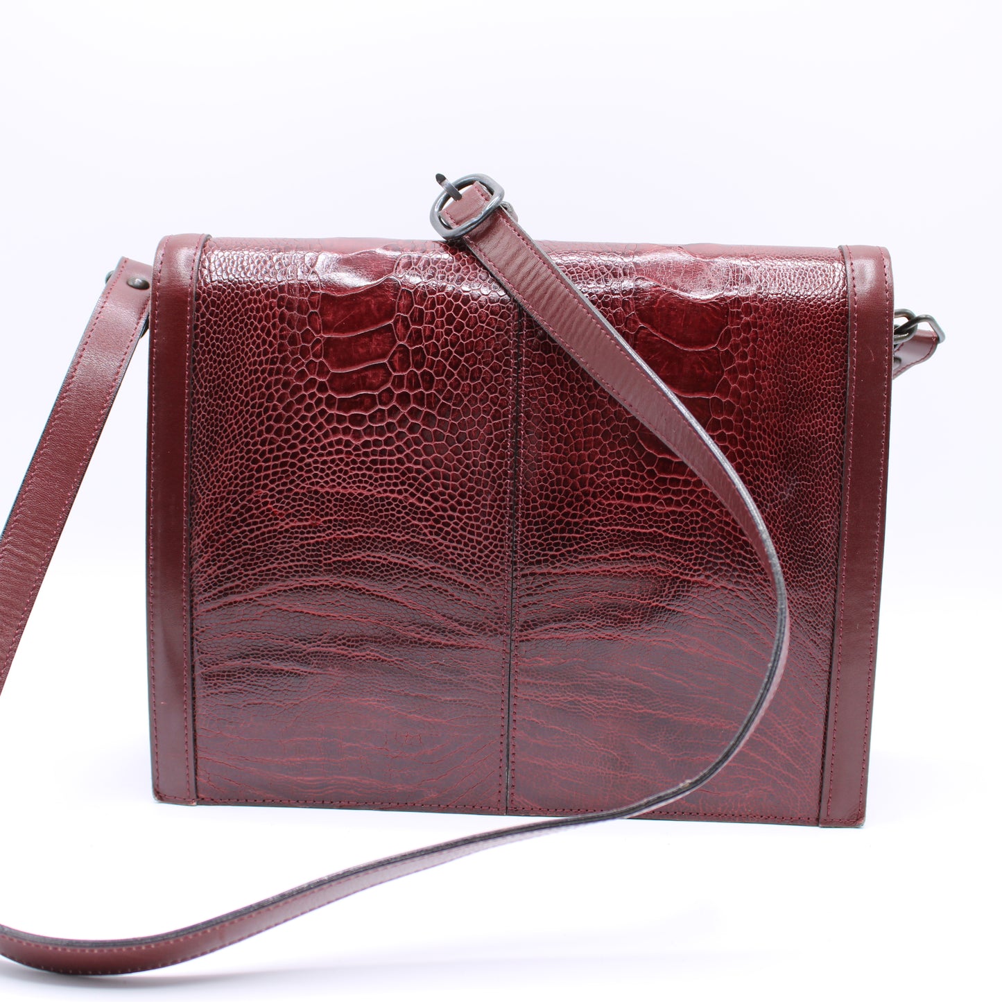 Yves Saint Laurent Burgundy Ostrich Leg Leather Crossbody Bag Vintage