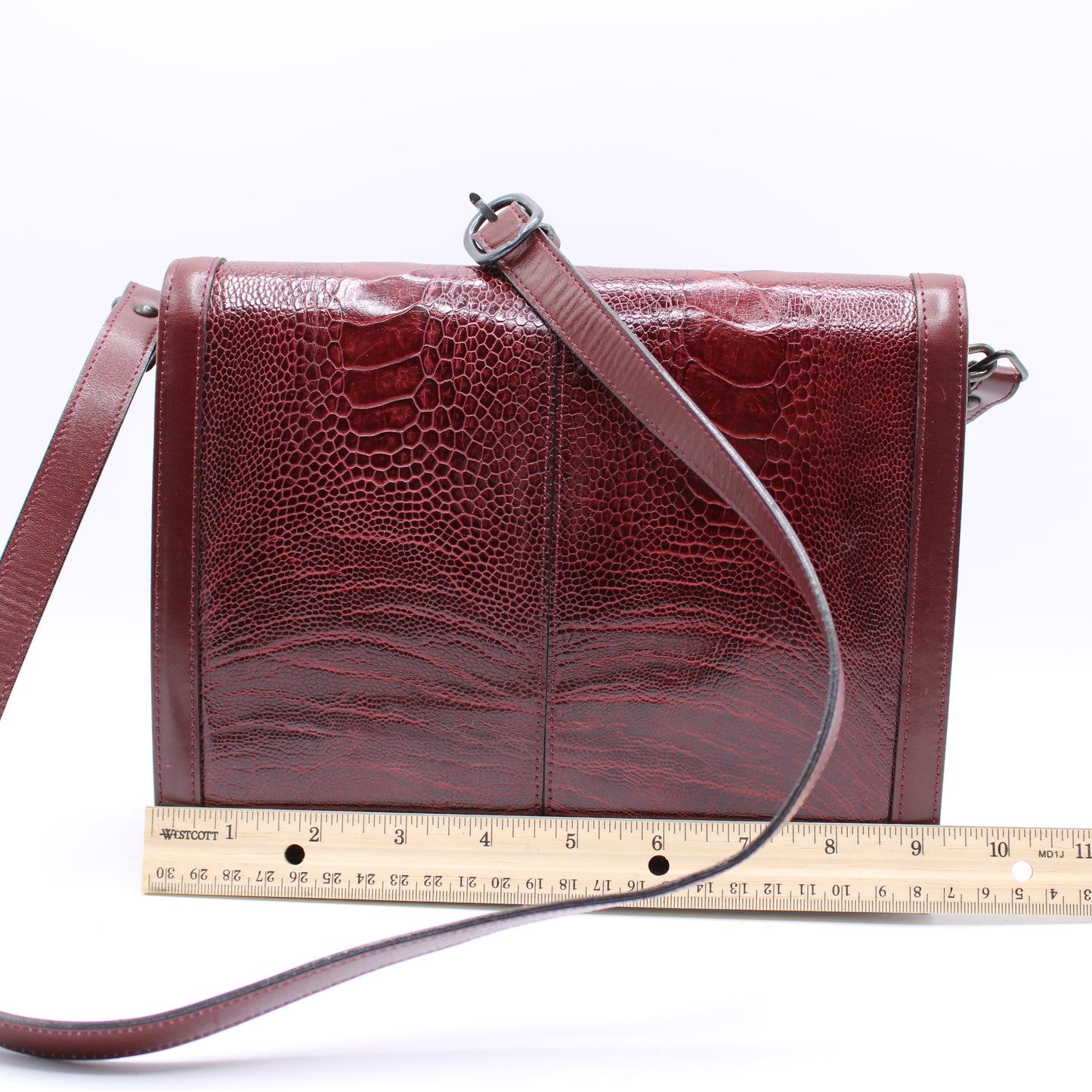 Yves Saint Laurent Burgundy Ostrich Leg Leather Crossbody Bag Vintage