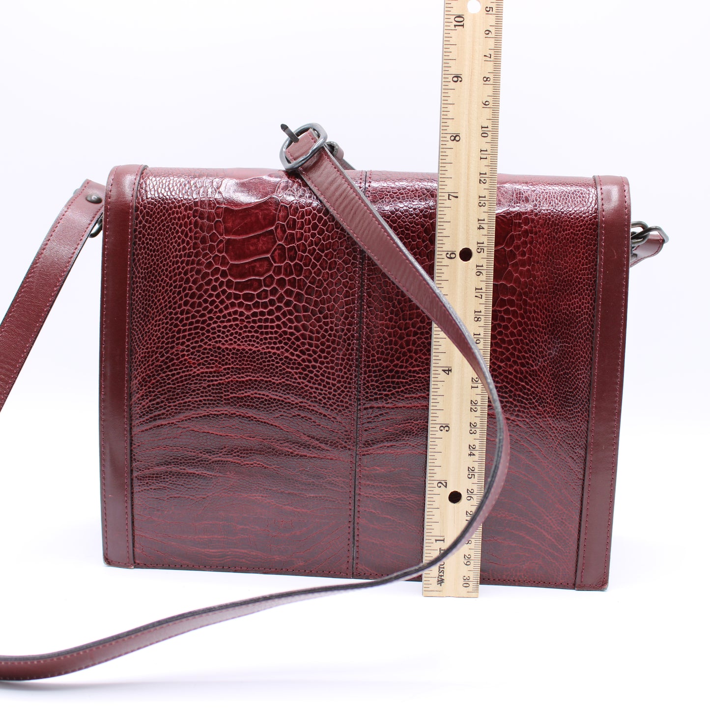 Yves Saint Laurent Burgundy Ostrich Leg Leather Crossbody Bag Vintage