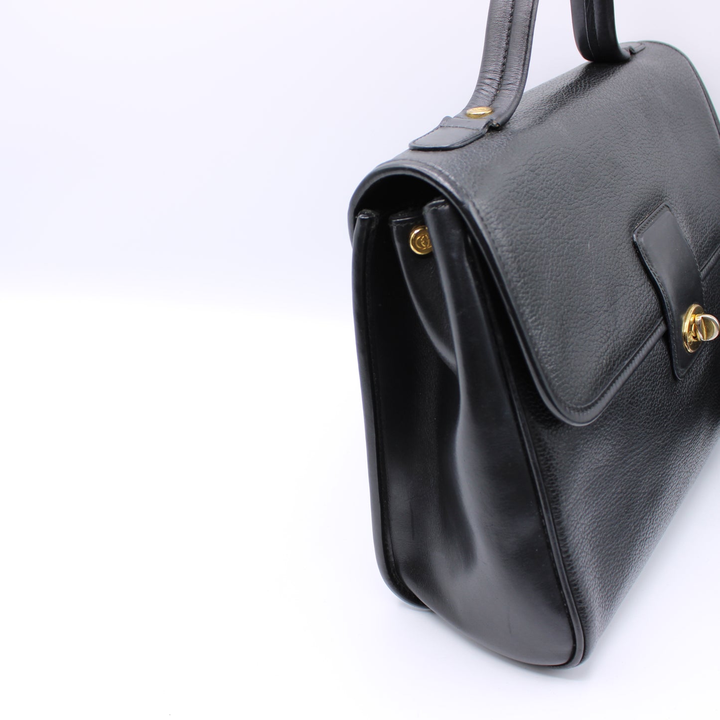 Gucci Black Leather Top Handle Bag Vintage