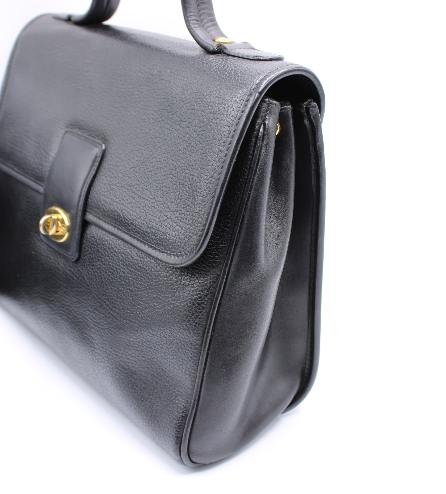 Gucci Black Leather Top Handle Bag Vintage