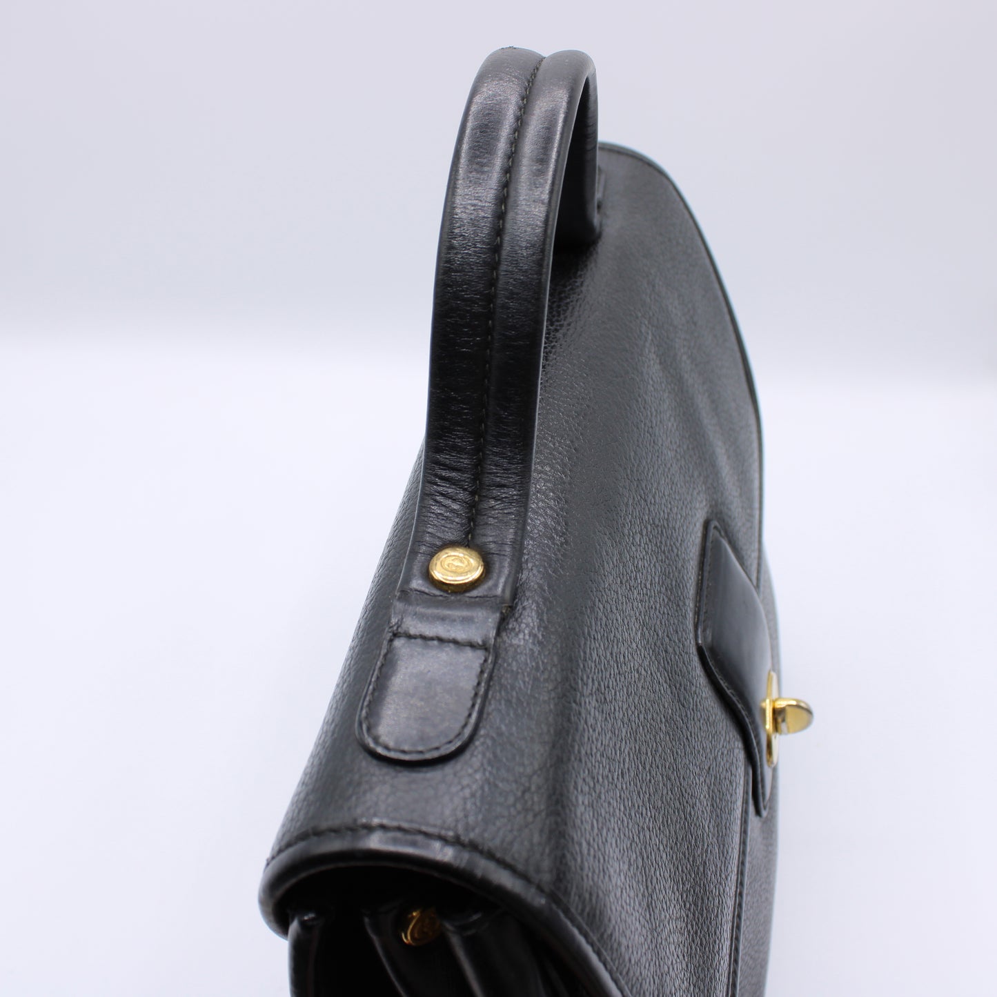 Gucci Black Leather Top Handle Bag Vintage