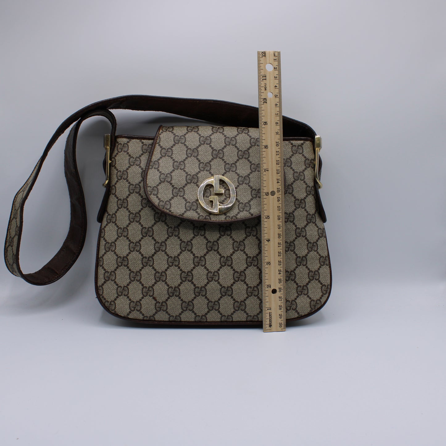 Gucci GG Canvas and Leather Flap Shoulder Bag Vintage