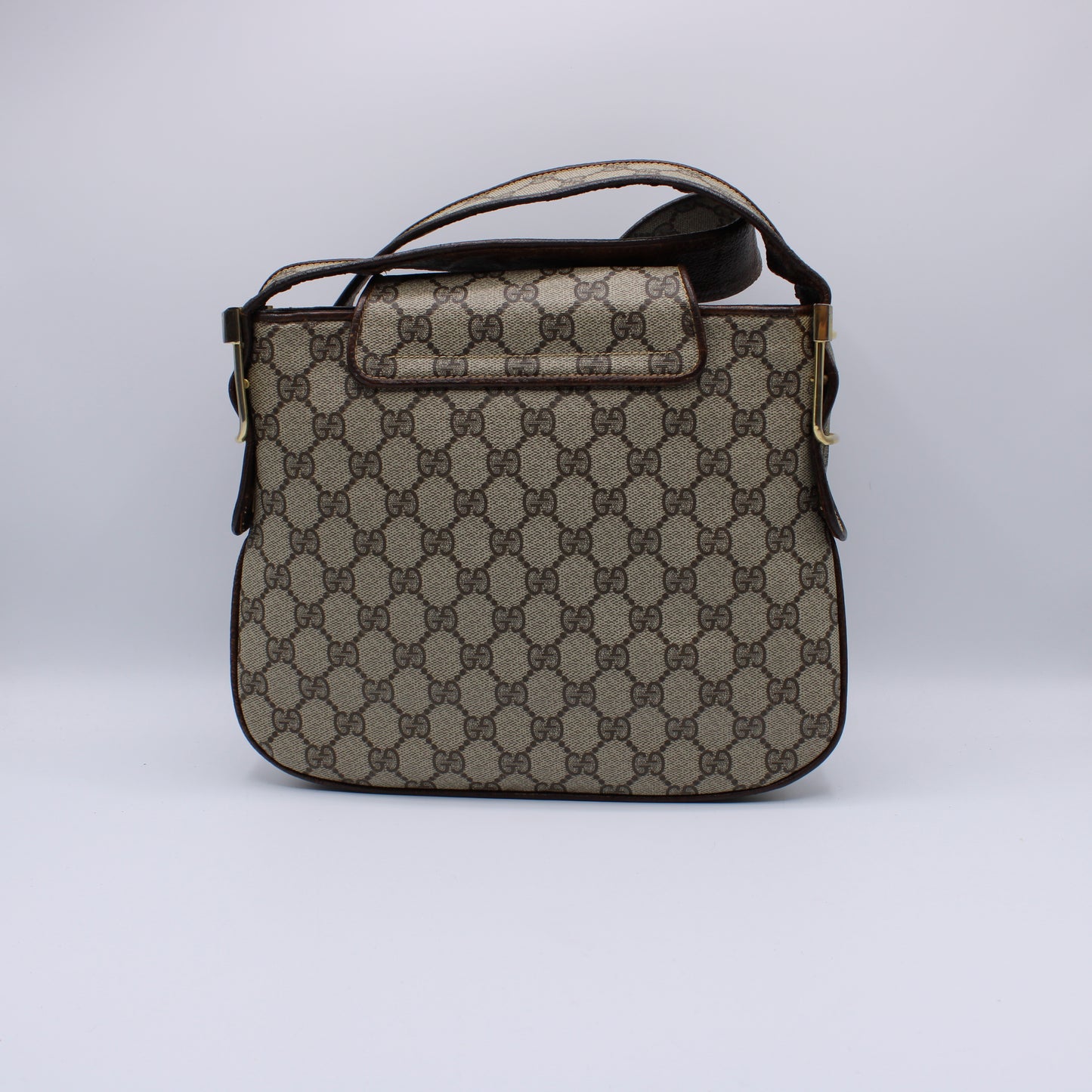 Gucci GG Canvas and Leather Flap Shoulder Bag Vintage