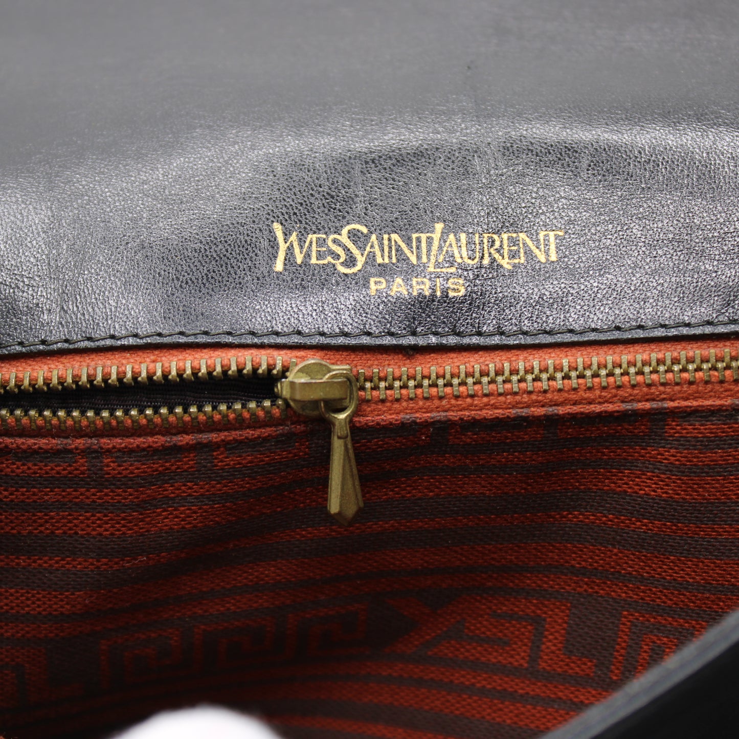 Yves Saint Laurent Black Embossed Leather Crossbody Bag Vintage