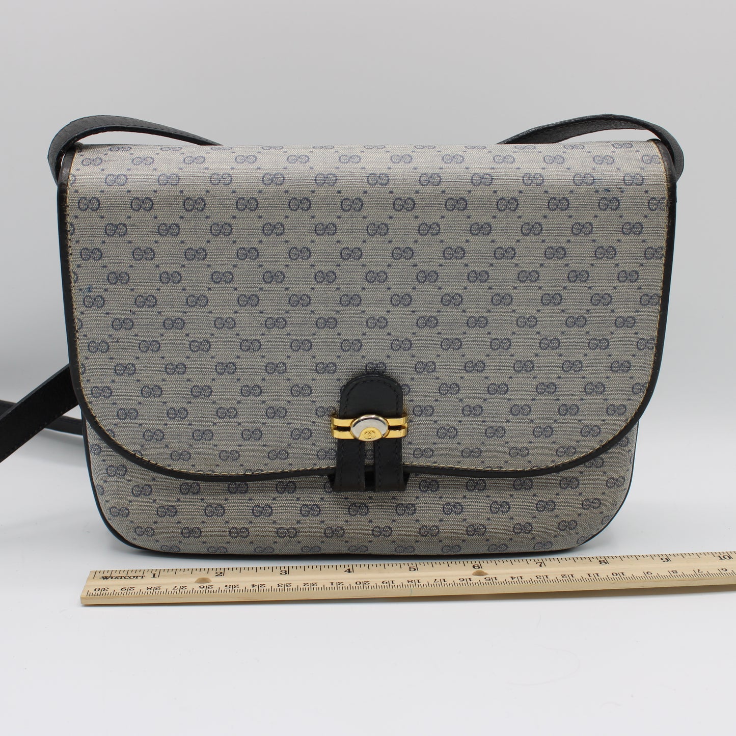 Gucci Navy Micro GG Supreme Canvas Flap Crossbody Bag Vintage