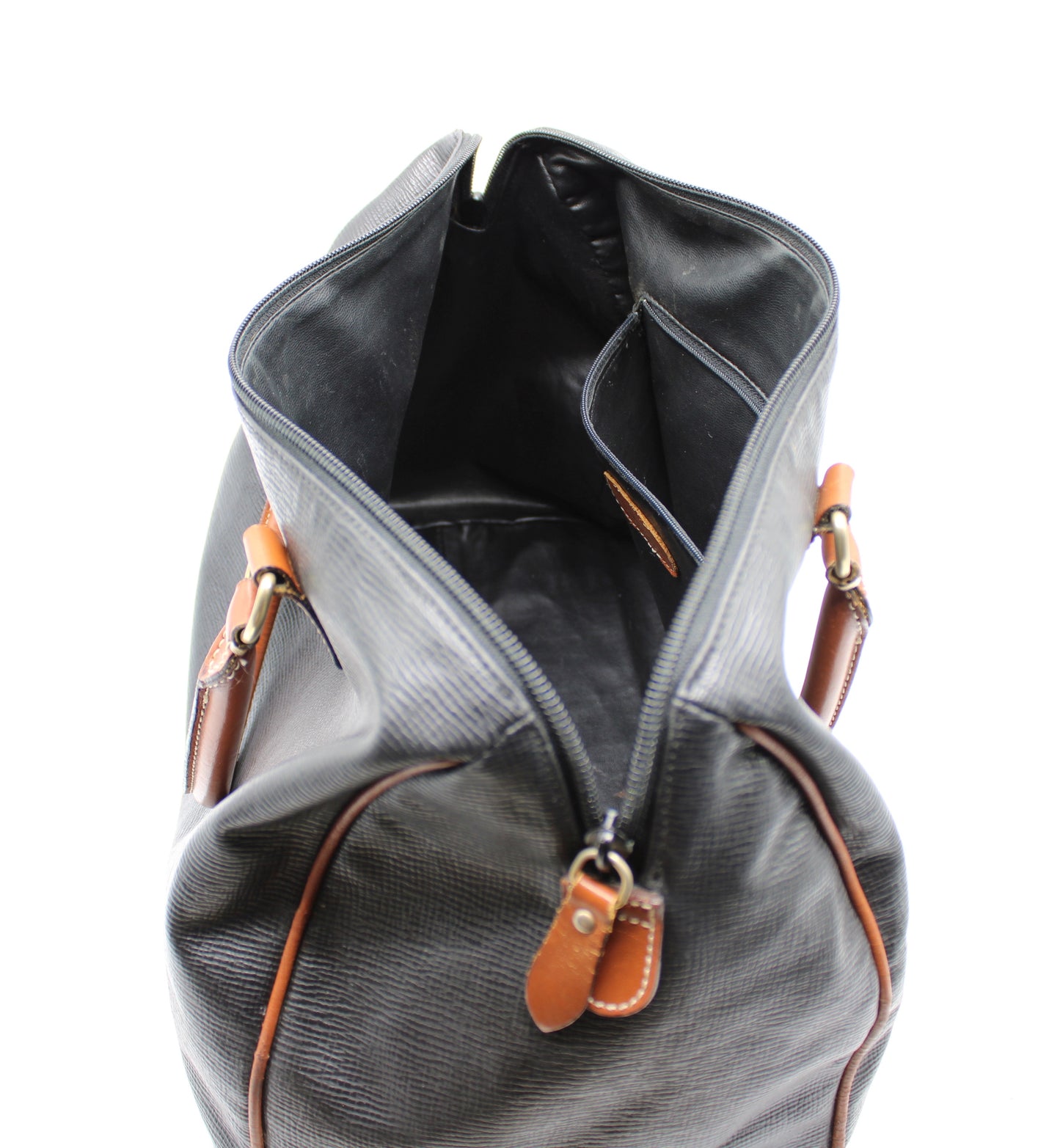 Valentino Garavani Black and Brown Leather Boston Bag