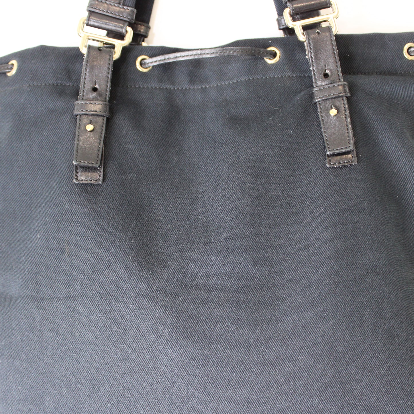 Yves Saint Laurent Black Canvas Leather Tote Bag Oversized Logo