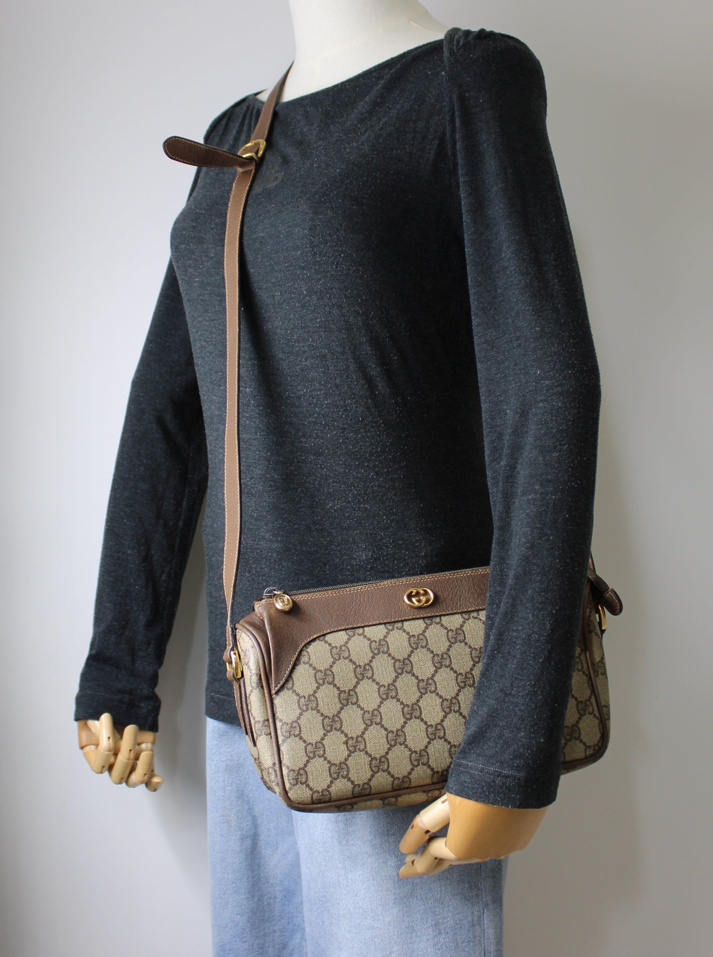 Gucci Petite Brown GG Supreme Monogram Crossbody Bag