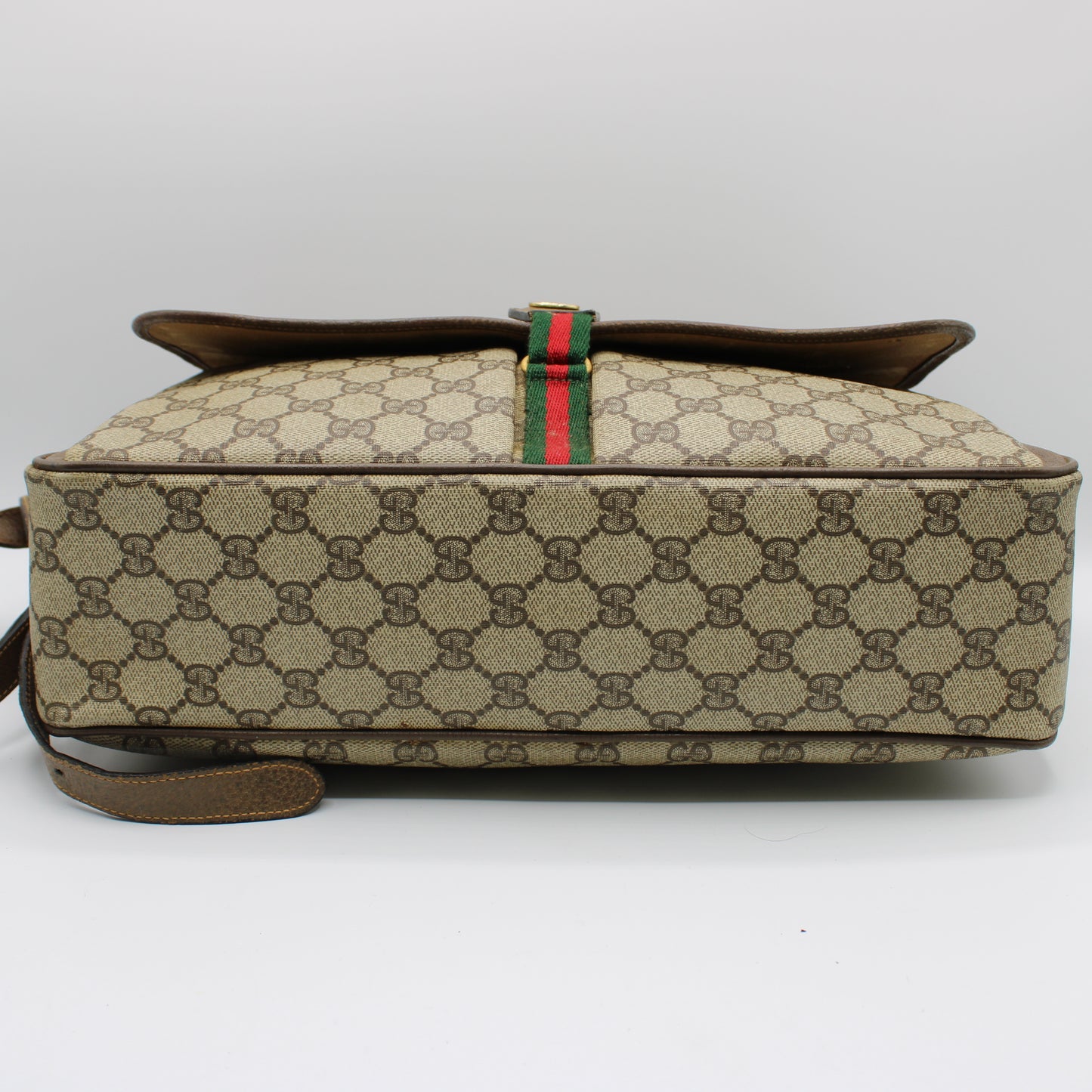 Gucci Brown GG Supreme Canvas and Leather Flap Over Crossbody Bag