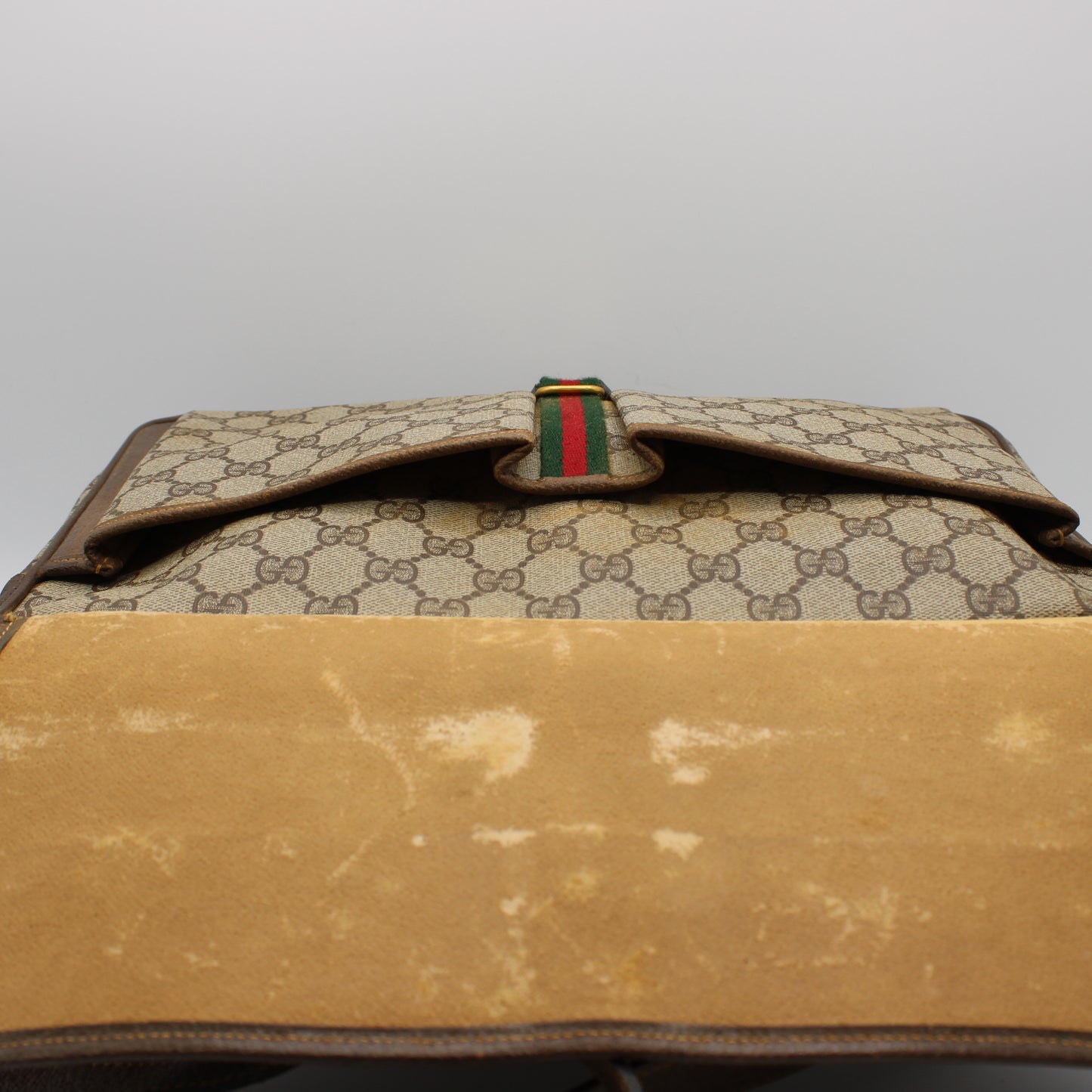 Gucci Brown GG Supreme Canvas and Leather Flap Over Crossbody Bag