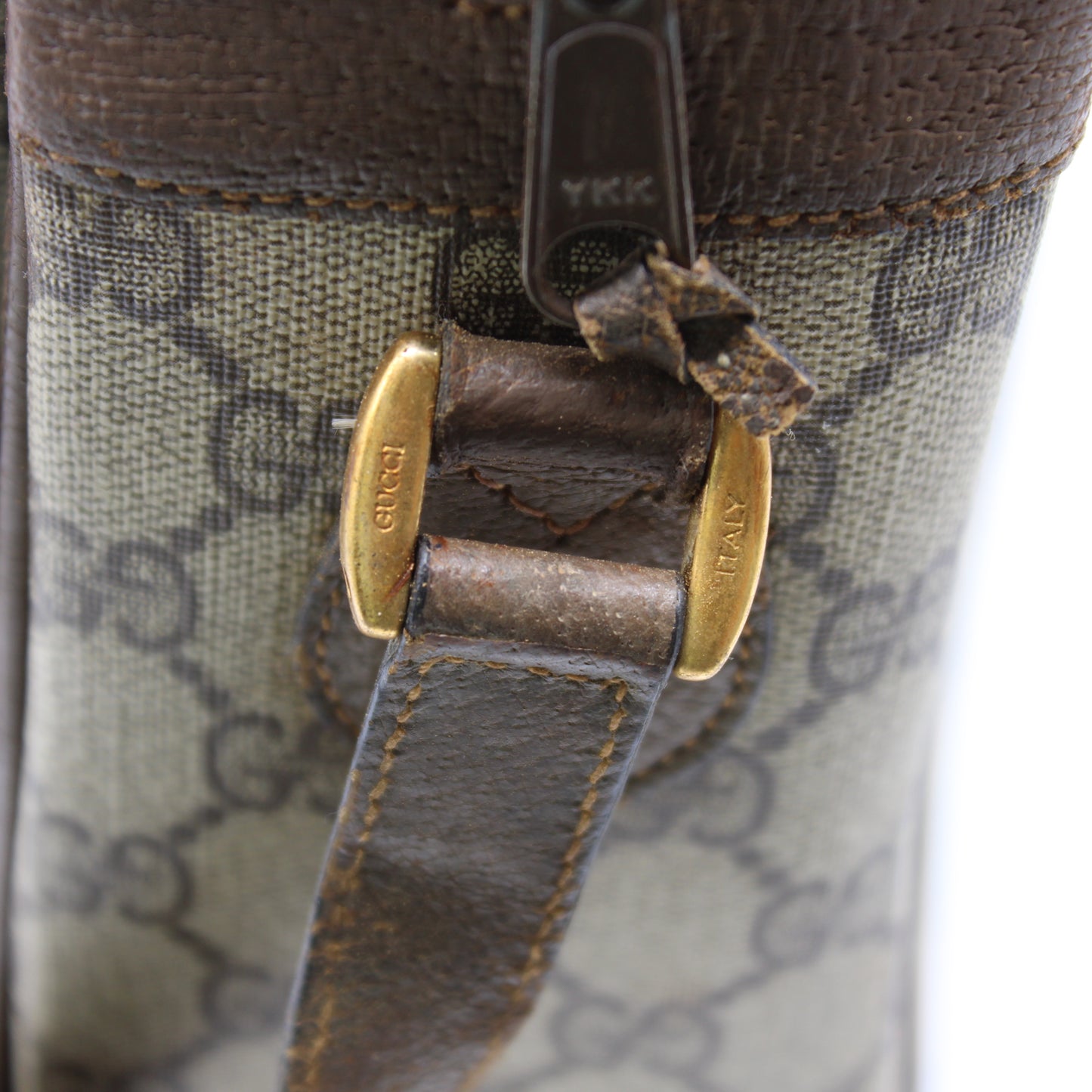 Gucci Brown GG Supreme Canvas and Leather Flap Over Crossbody Bag