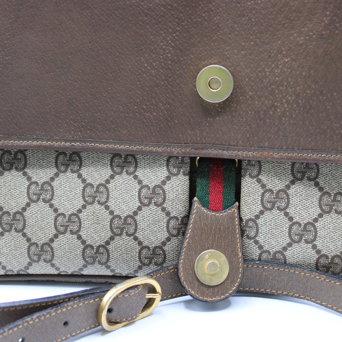 Gucci Brown GG Supreme Canvas and Leather Flap Over Crossbody Bag