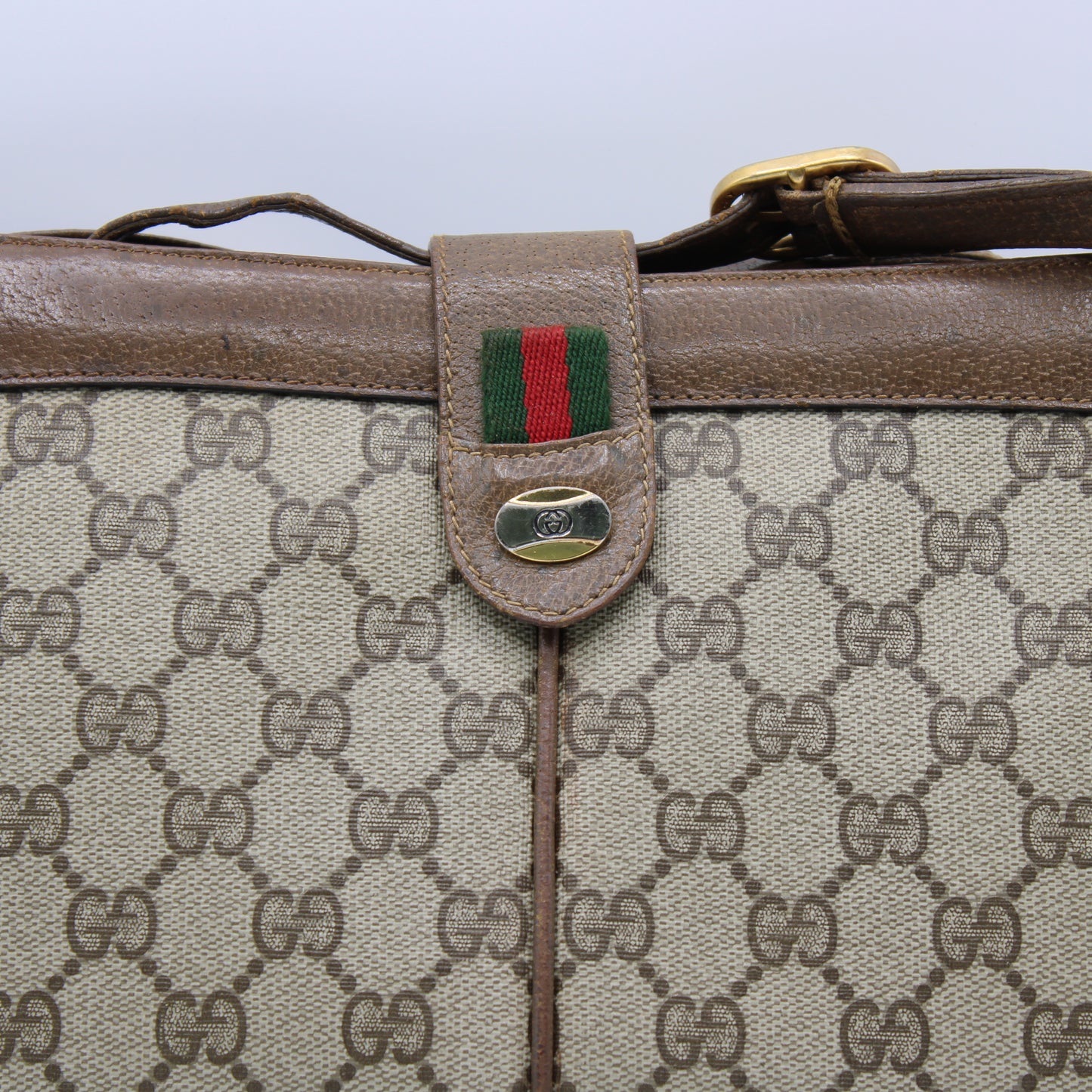 Gucci Brown Ophidia GG Supreme Monogram Leather Trim Crossbody Bag