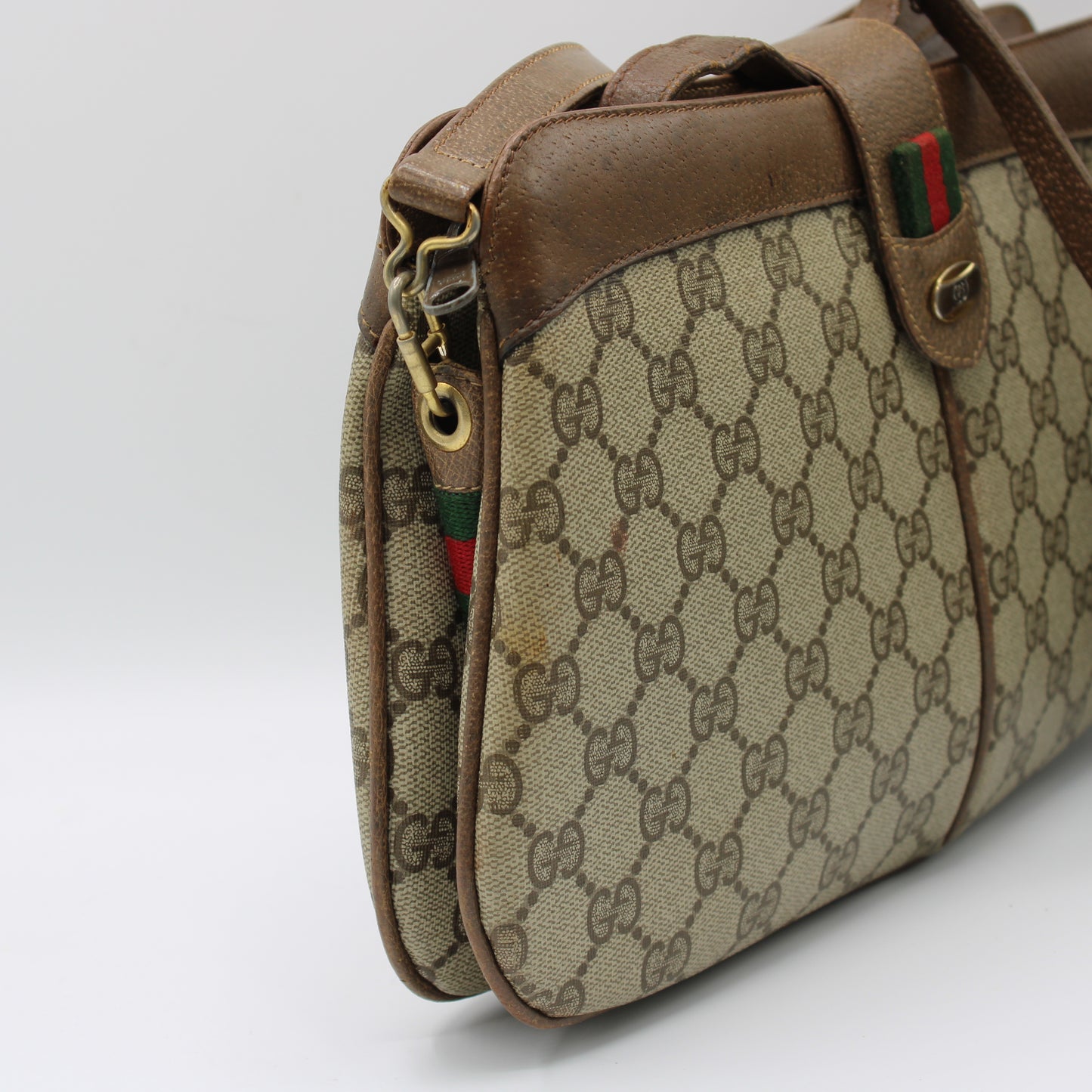 Gucci Brown Ophidia GG Supreme Monogram Leather Trim Crossbody Bag