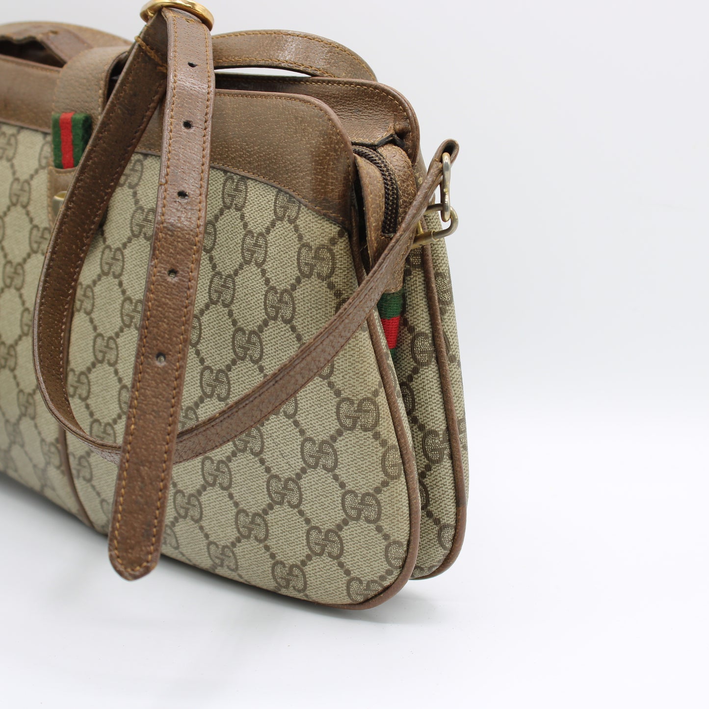 Gucci Brown Ophidia GG Supreme Monogram Leather Trim Crossbody Bag