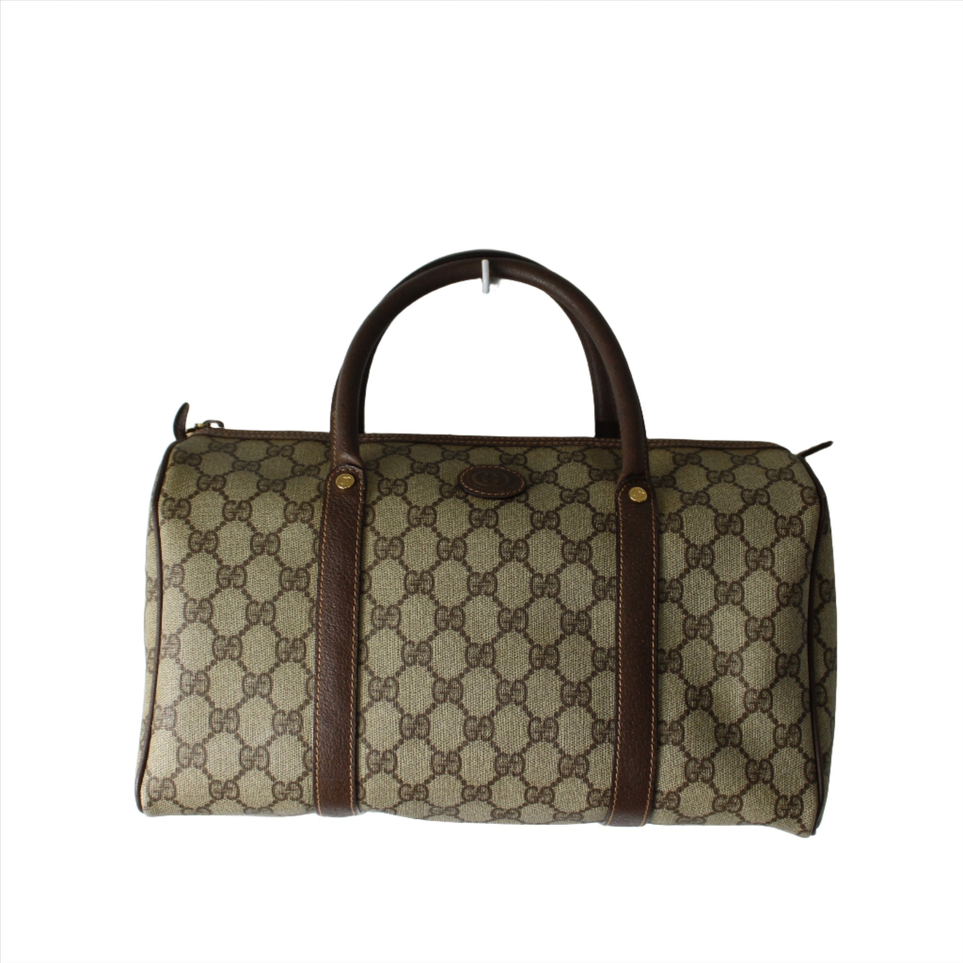 Gucci Ophidia GG Brown Canvas and Leather Boston Bag