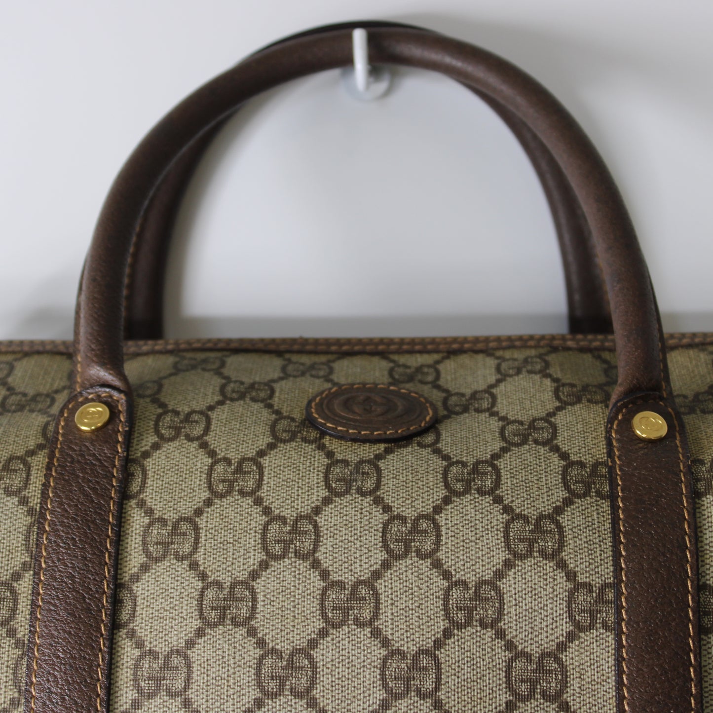 Gucci Ophidia GG Brown Canvas and Leather Boston Bag