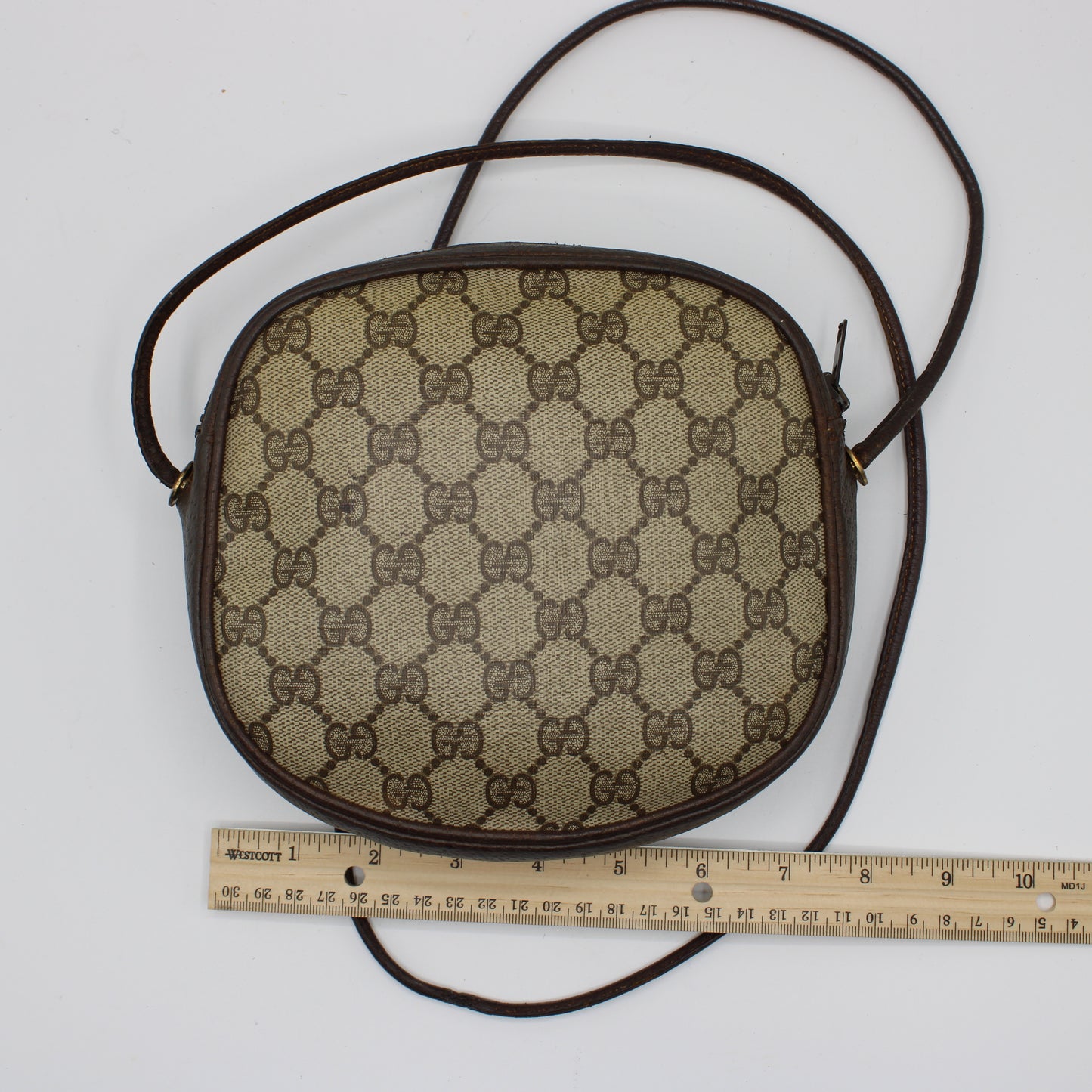 Gucci Horsebit 1955 Brown GG Monogram Canvas Crossbody Shoulder Bag